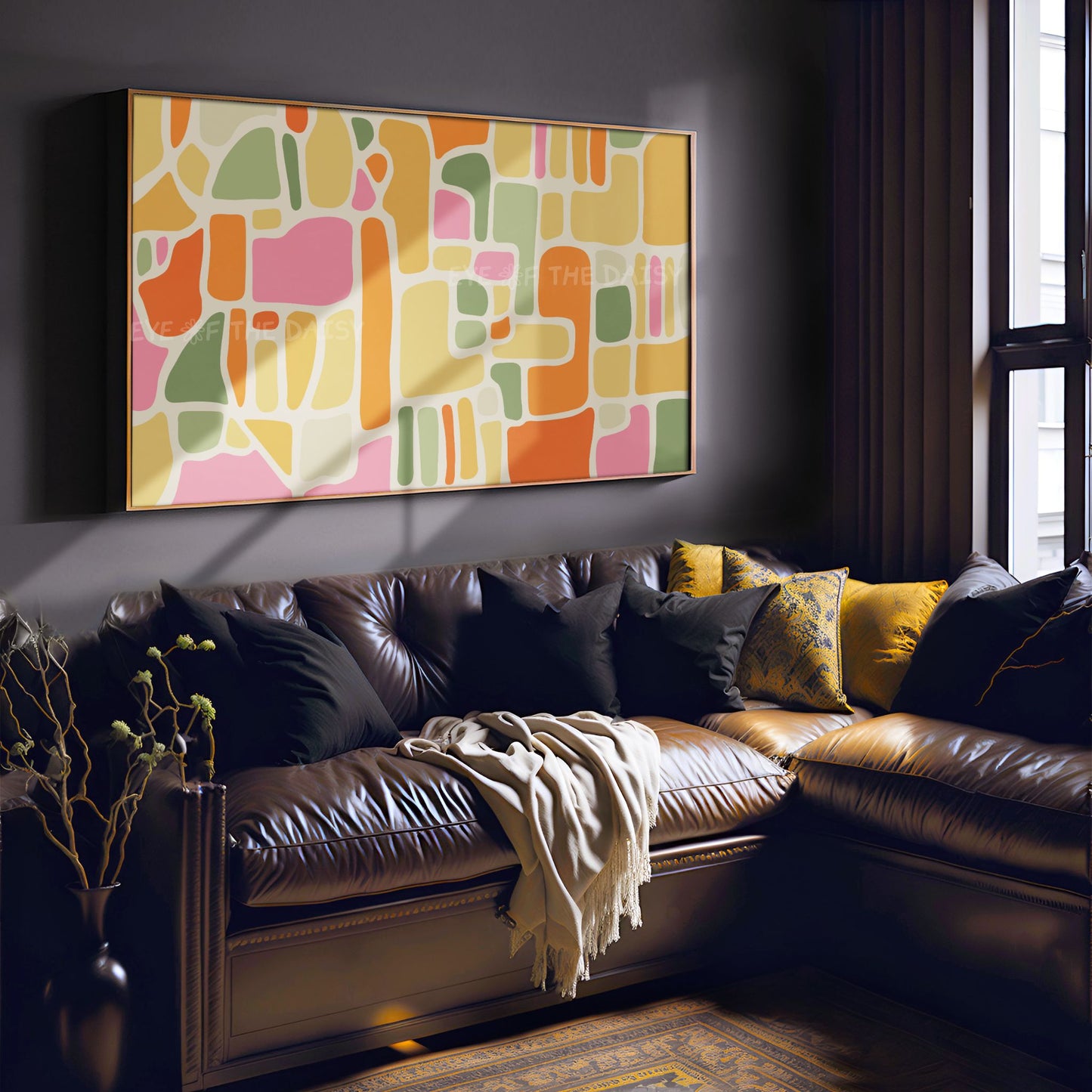 Olive Green Pink Orange Mustard Abstract 4K TV Art | Contemporary Organic TV Art 4K