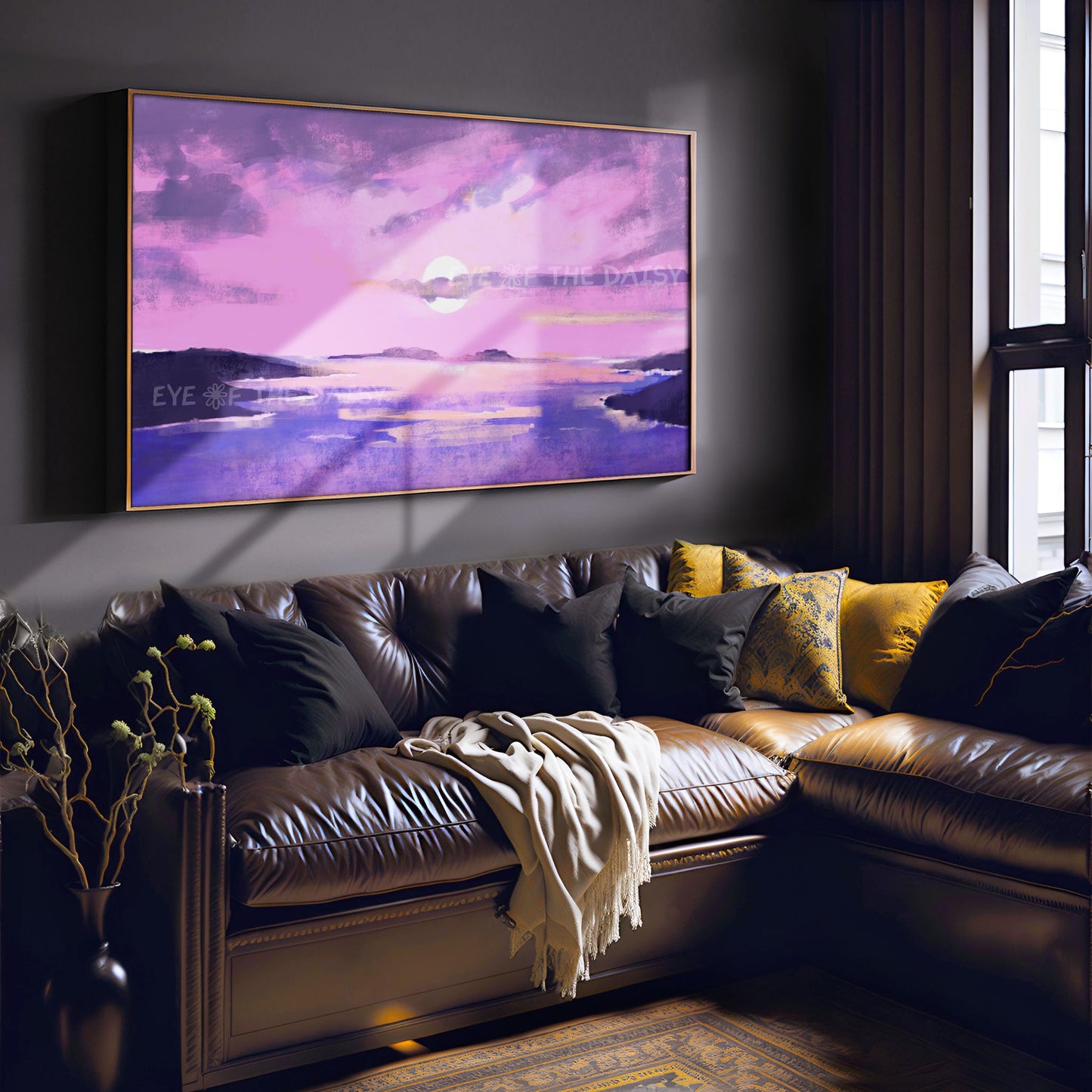 Pink Purple Abstract Landscape 4K TV Art | Coastal Seascape Digital Painting TV Art