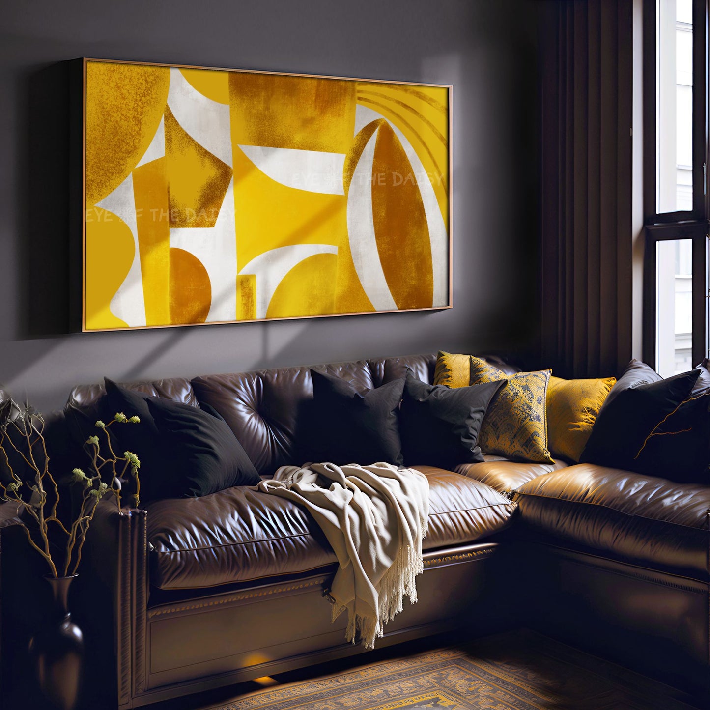 Gold Mustard Yellow Abstract 4K TV Art | Contemporary Geometric Art for TV Screen 4K