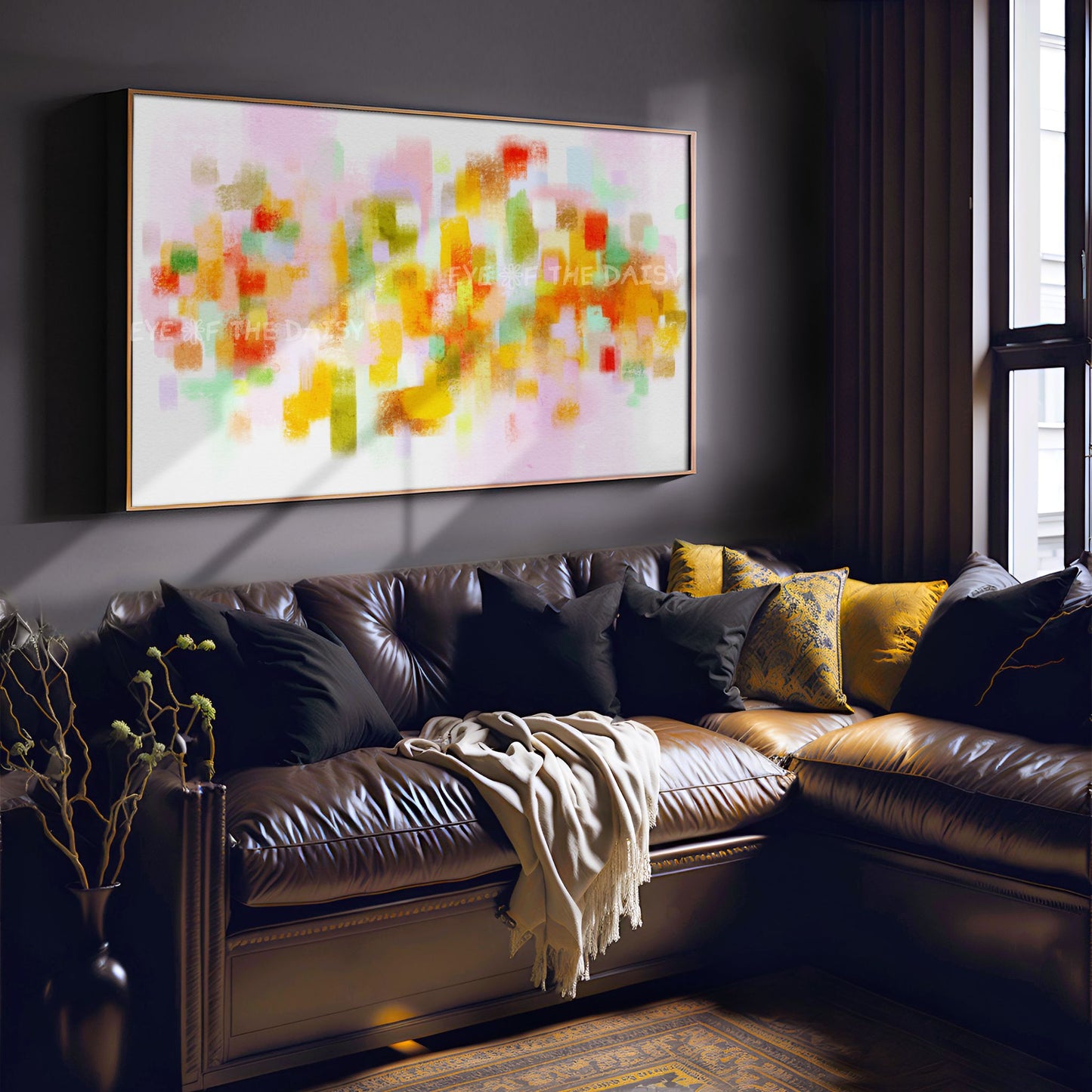 Pink Orange Green Yellow Abstract Expressionist 4K TV Art | Vibrant Brushstrokes TV Art