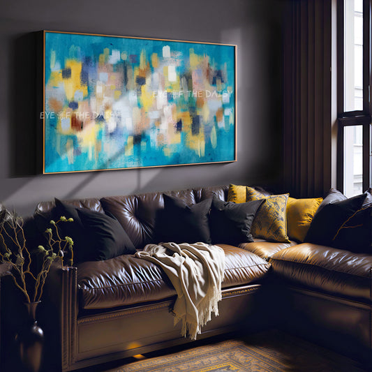 Turquoise & Mustard Modern 4K TV Art  | Abstract Expressionist Screensaver Art 4K