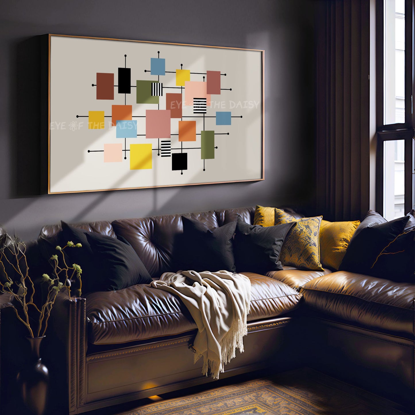 Mid Century Modern Squares 4K TV Art | Colourful Geometric Abstract TV Art 4K