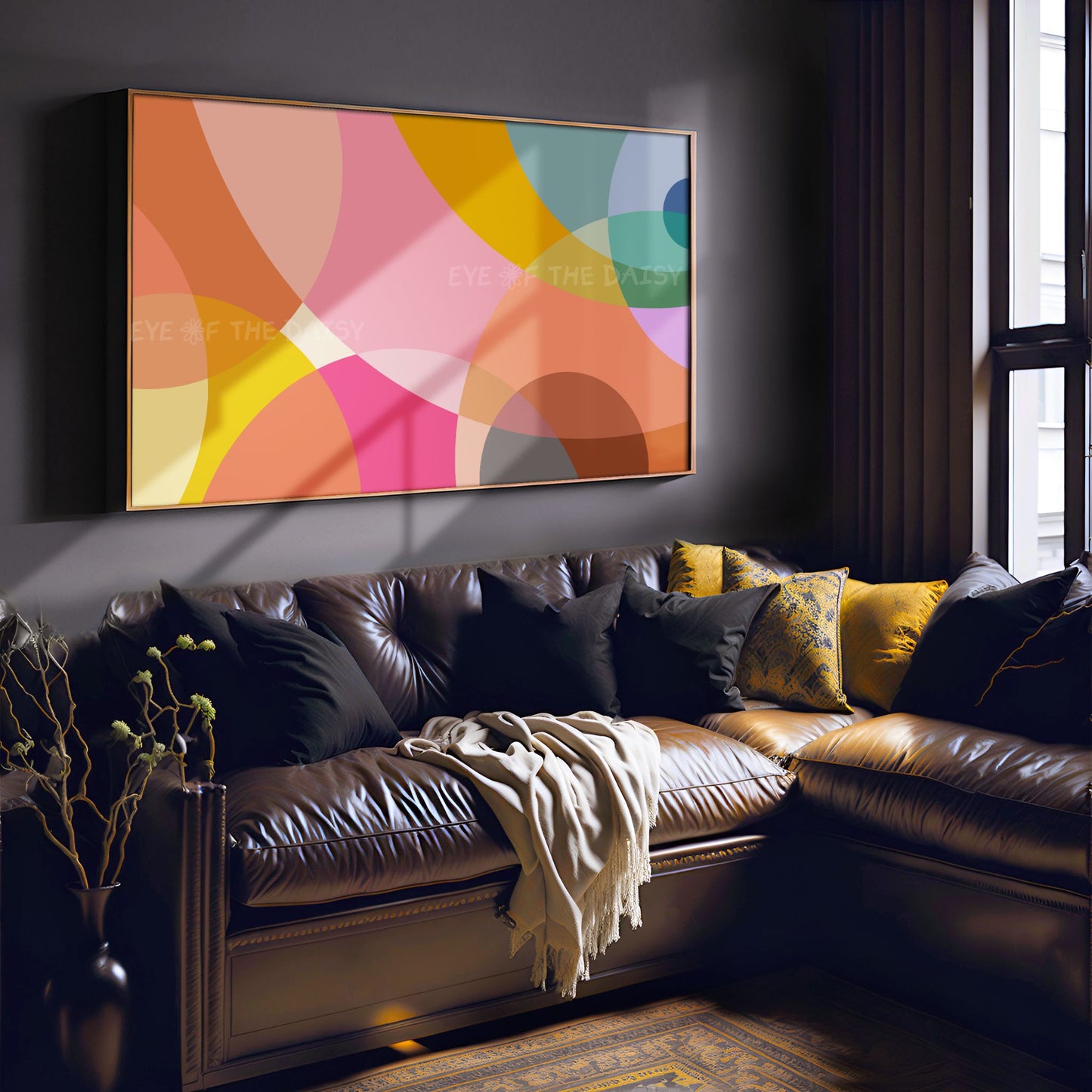 Pink Mustard Yellow Abstract 4K TV Art | Geometric Contemporary Art for TV Screen 4K