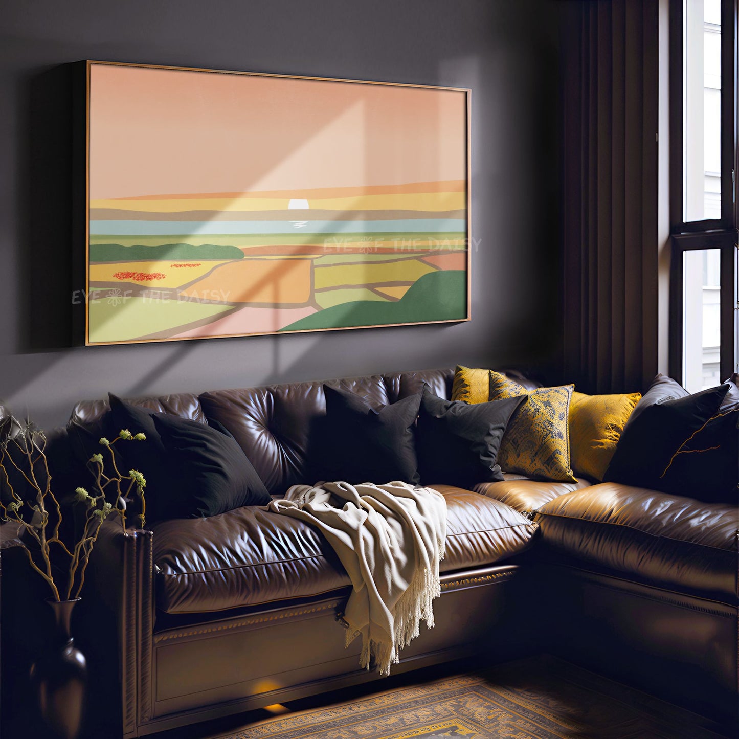 Warm Tone Abstract Landscape 4K TV Art | Minimal Poppy Flower Fields Sea Sky TV Art 4K