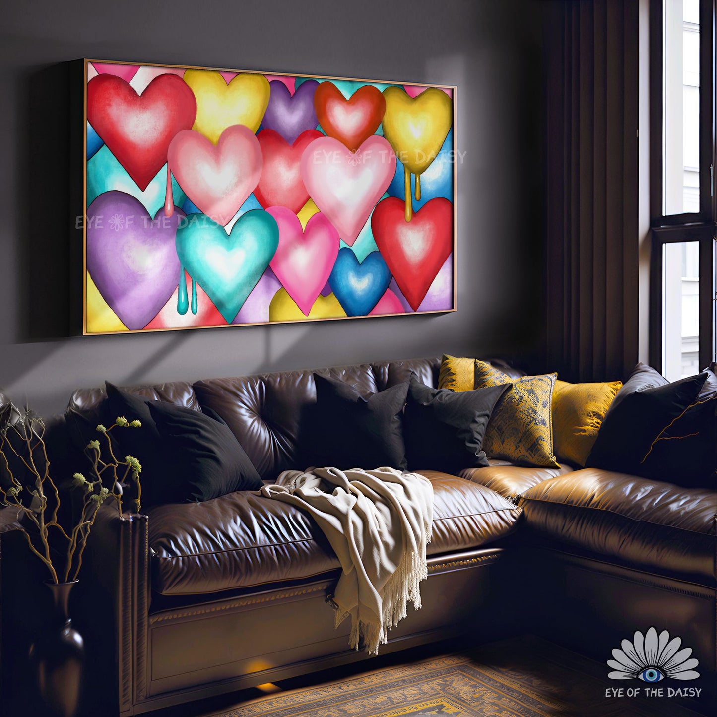 Bright colourful hearts 4K resolution TV artwork digital download