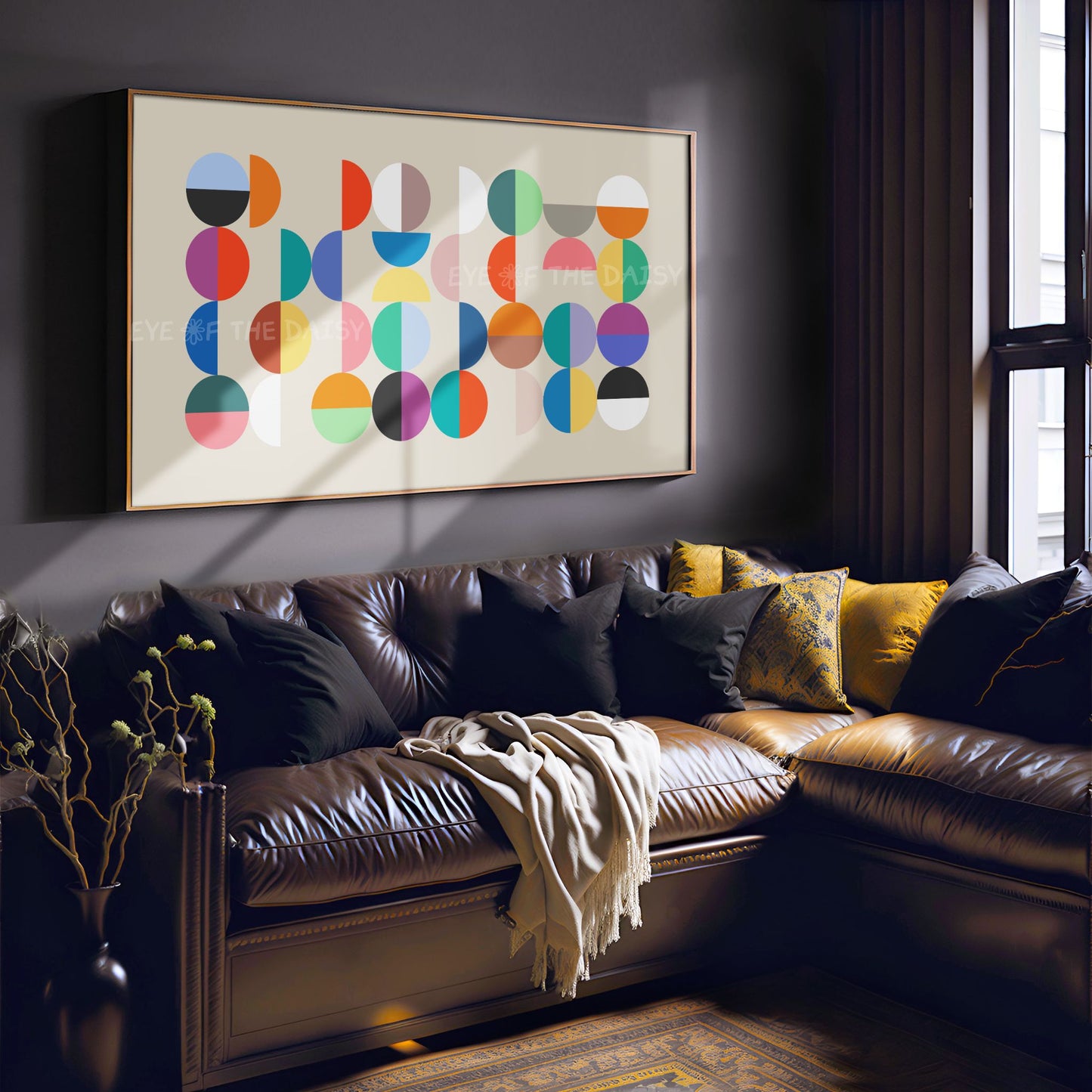 Bright Mid Century Modern 4K TV Art | Colourful Geometric Semi-Circles Art for TV Screen