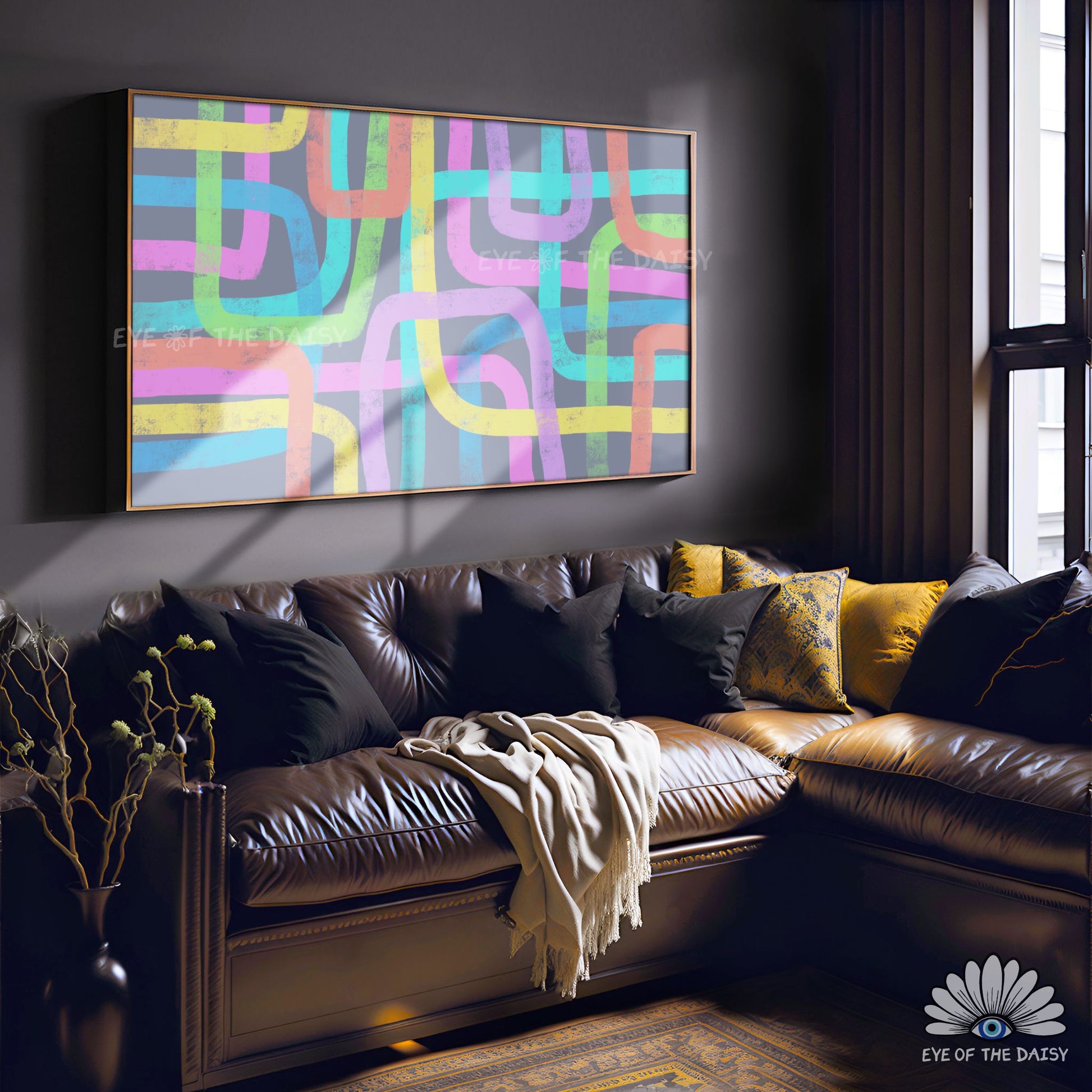 Colorful textured pastel abstract line 4K TV art, modern TV screensaver art digital download