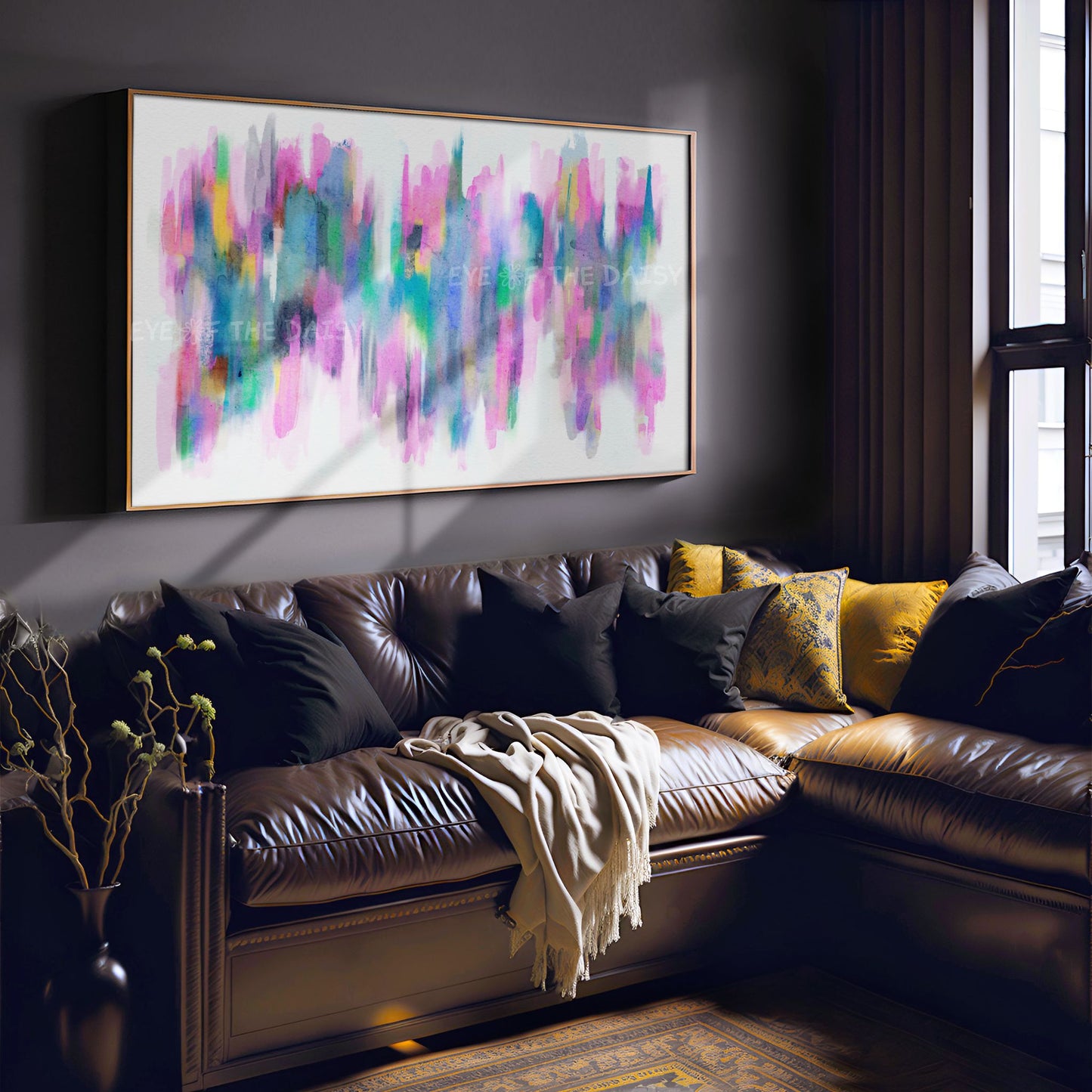 Pink Blue Teal Watercolour Abstract 4K TV Art | Vibrant Contemporary Art for TV Screen 4K