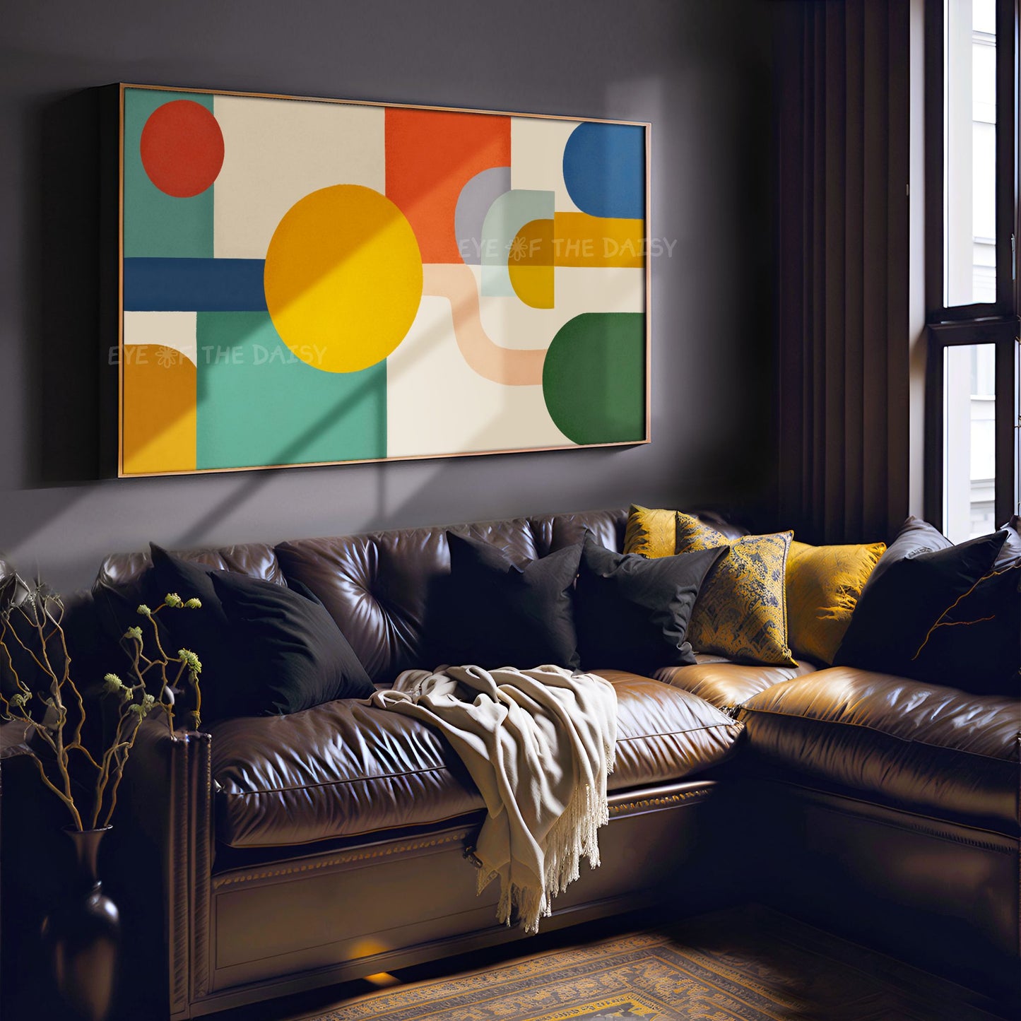 Red Mustard Green Blue Mid Century Modern TV Art 4K | Contemporary Abstract 4K TV Art