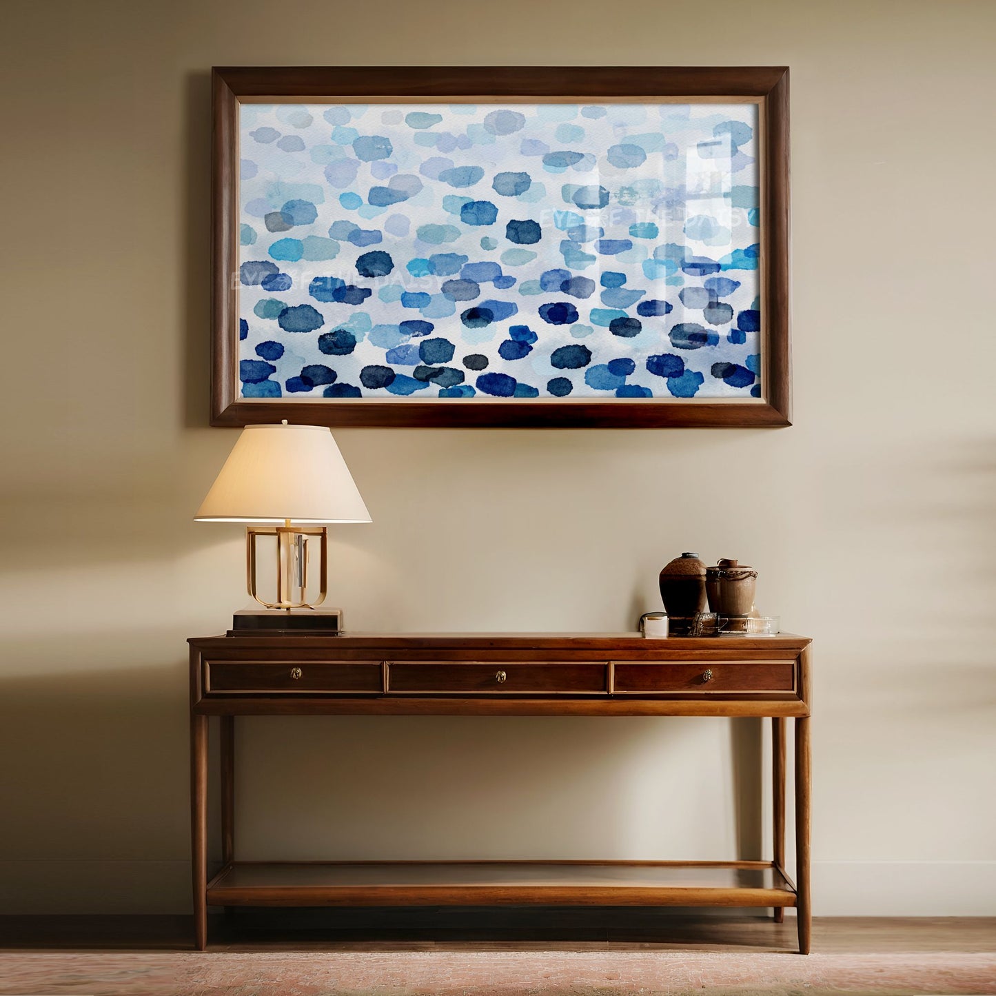 Blue Watercolour Brushstrokes 4K TV Art | Minimal Contemporary Coastal Abstract 4K TV Art