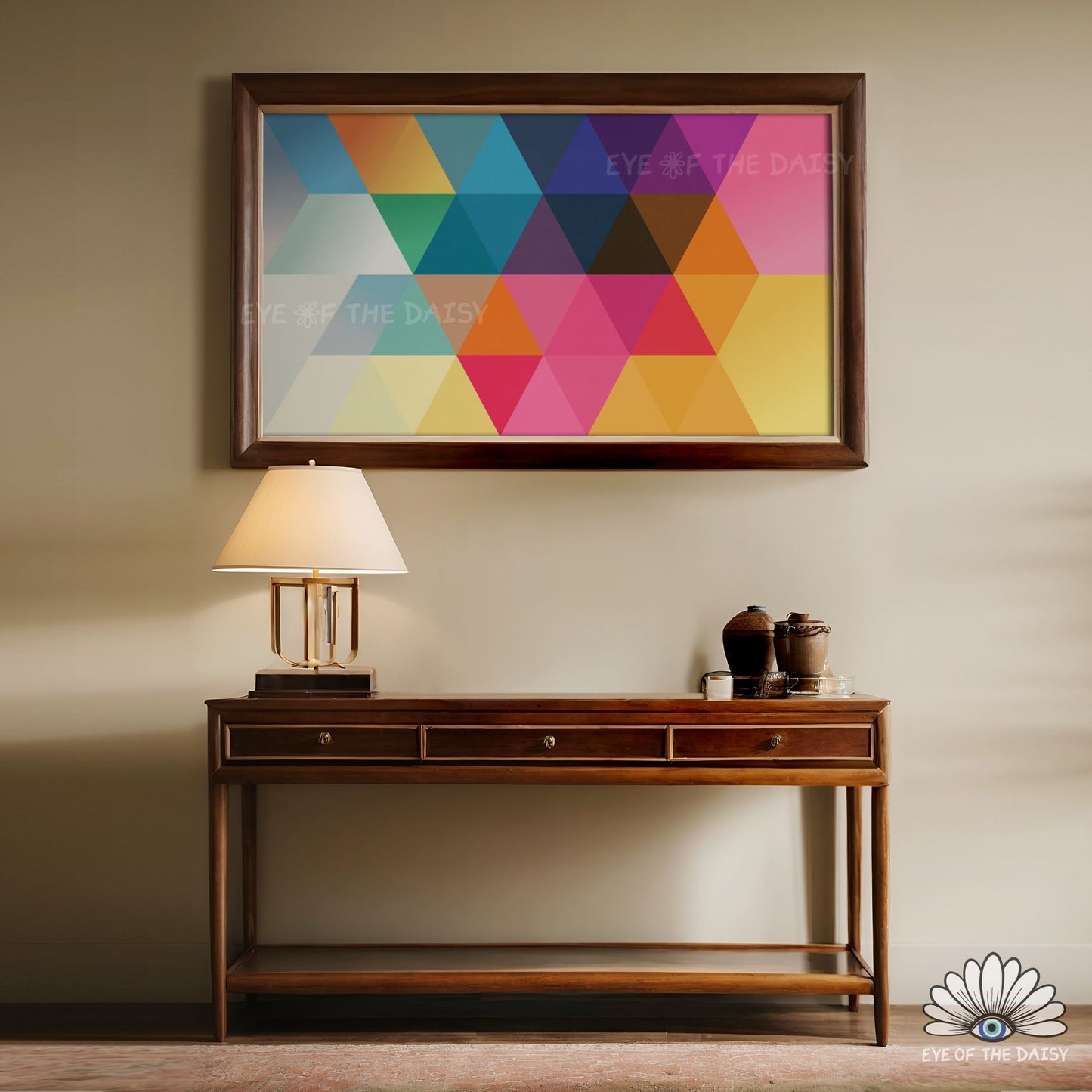 Multicolor geometric mid century modern abstract design with bold retro shapes for vibrant 4K TV screensaver