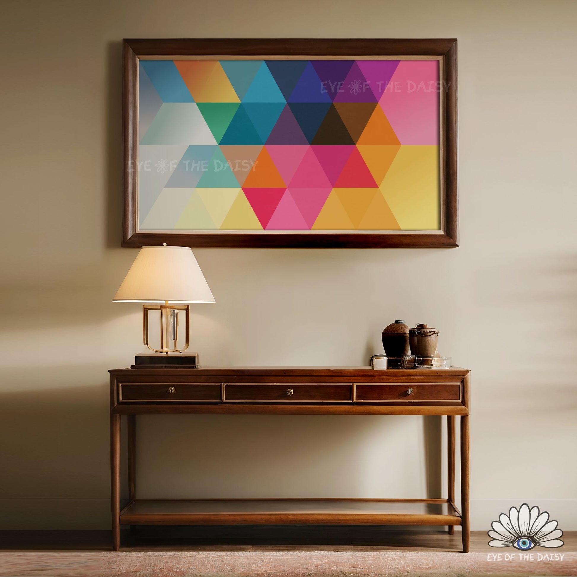 Multicolor geometric mid century modern abstract design with bold retro shapes for vibrant 4K TV screensaver