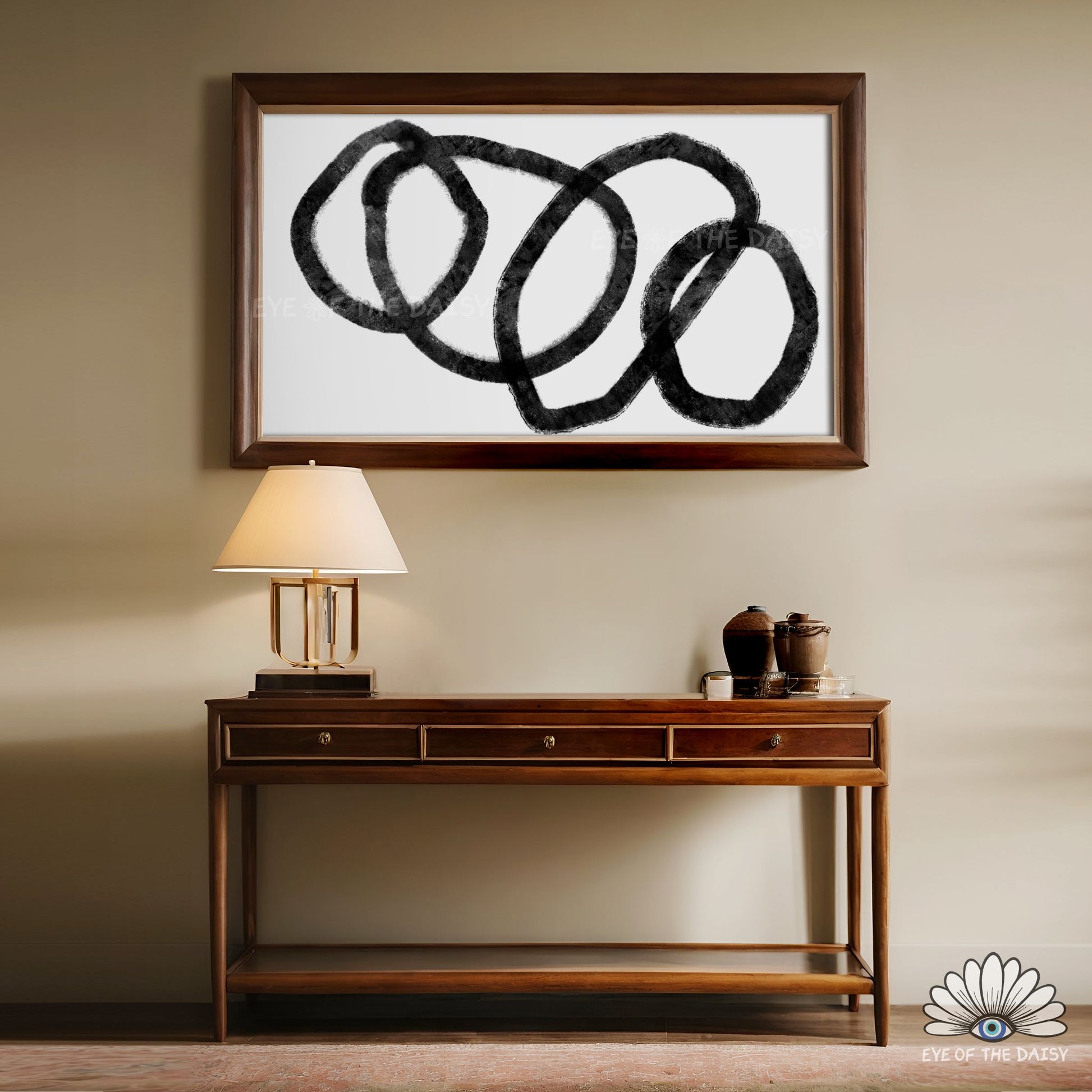 Scandinavian abstract line art 4K TV art, modern monochrome art for 4K TV screen