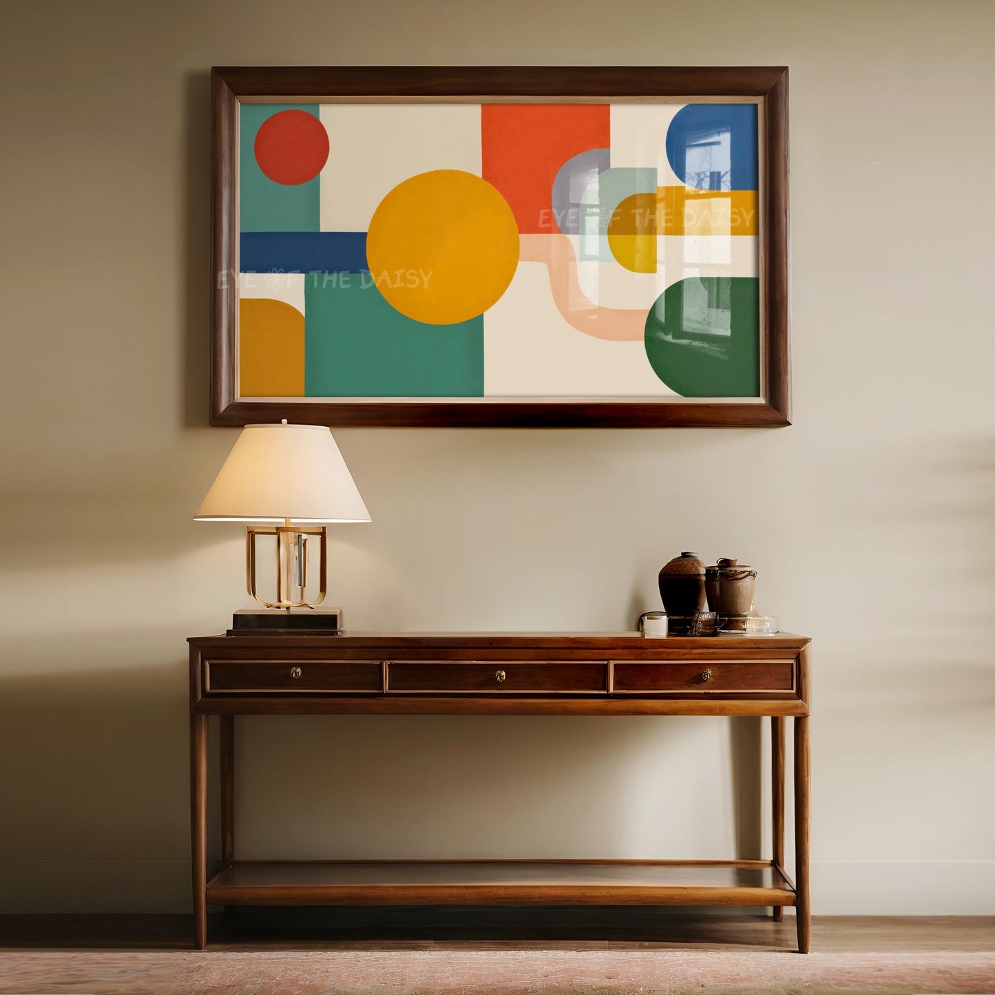 Red Mustard Green Blue Mid Century Modern TV Art 4K | Contemporary Abstract 4K TV Art