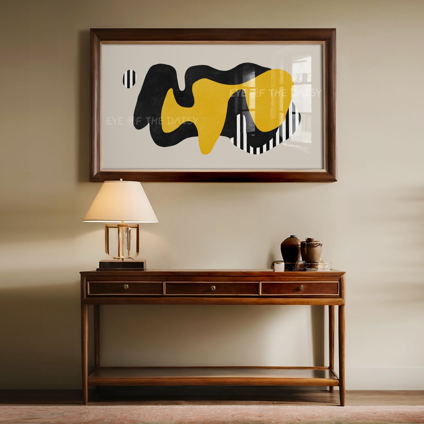 Mustard Yellow & Black Abstract 4K TV Art | Contemporary Shapes Art for TV Screen