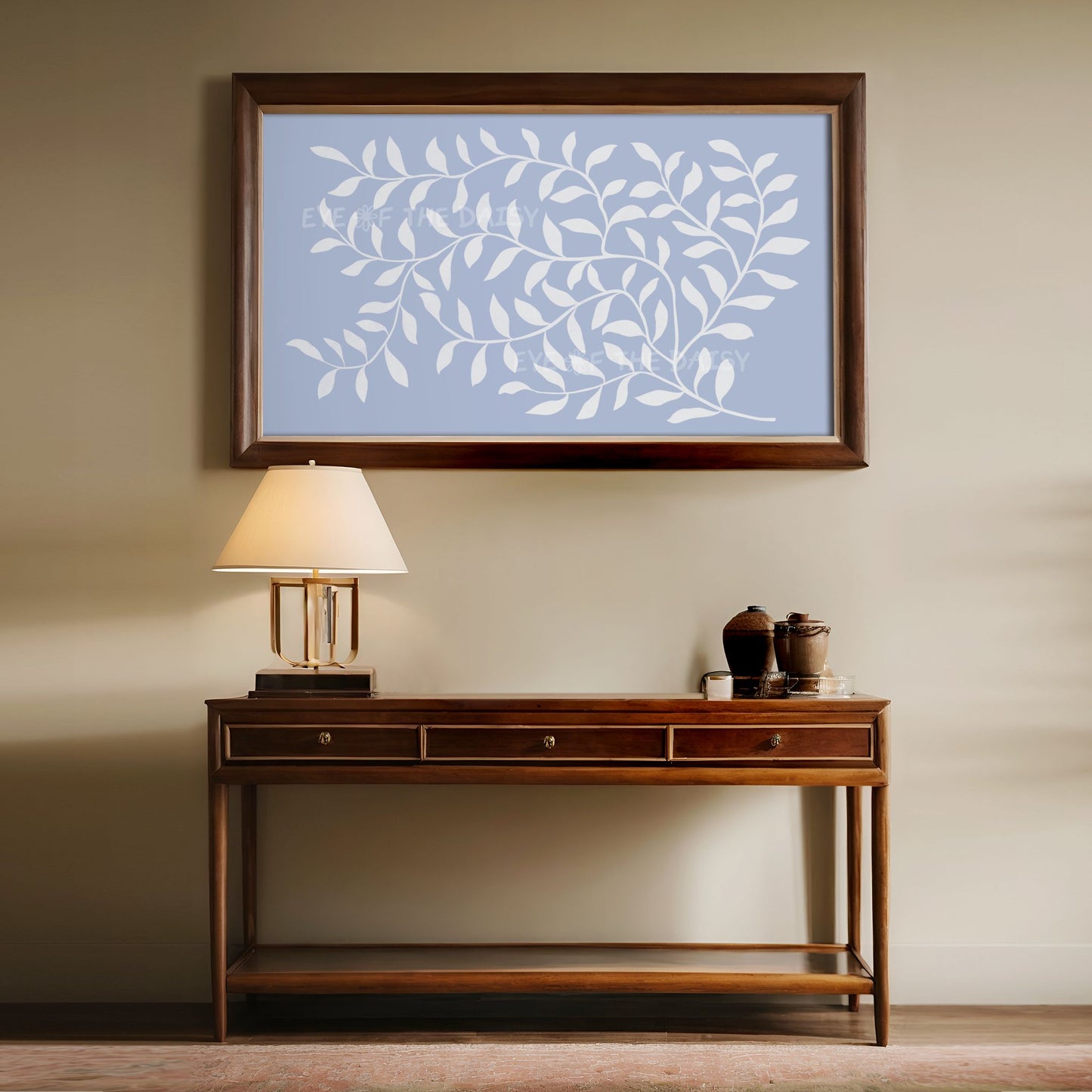 Pale Blue White Abstract Leaf 4K TV Art | Minimal Botanical Art for TV Screen