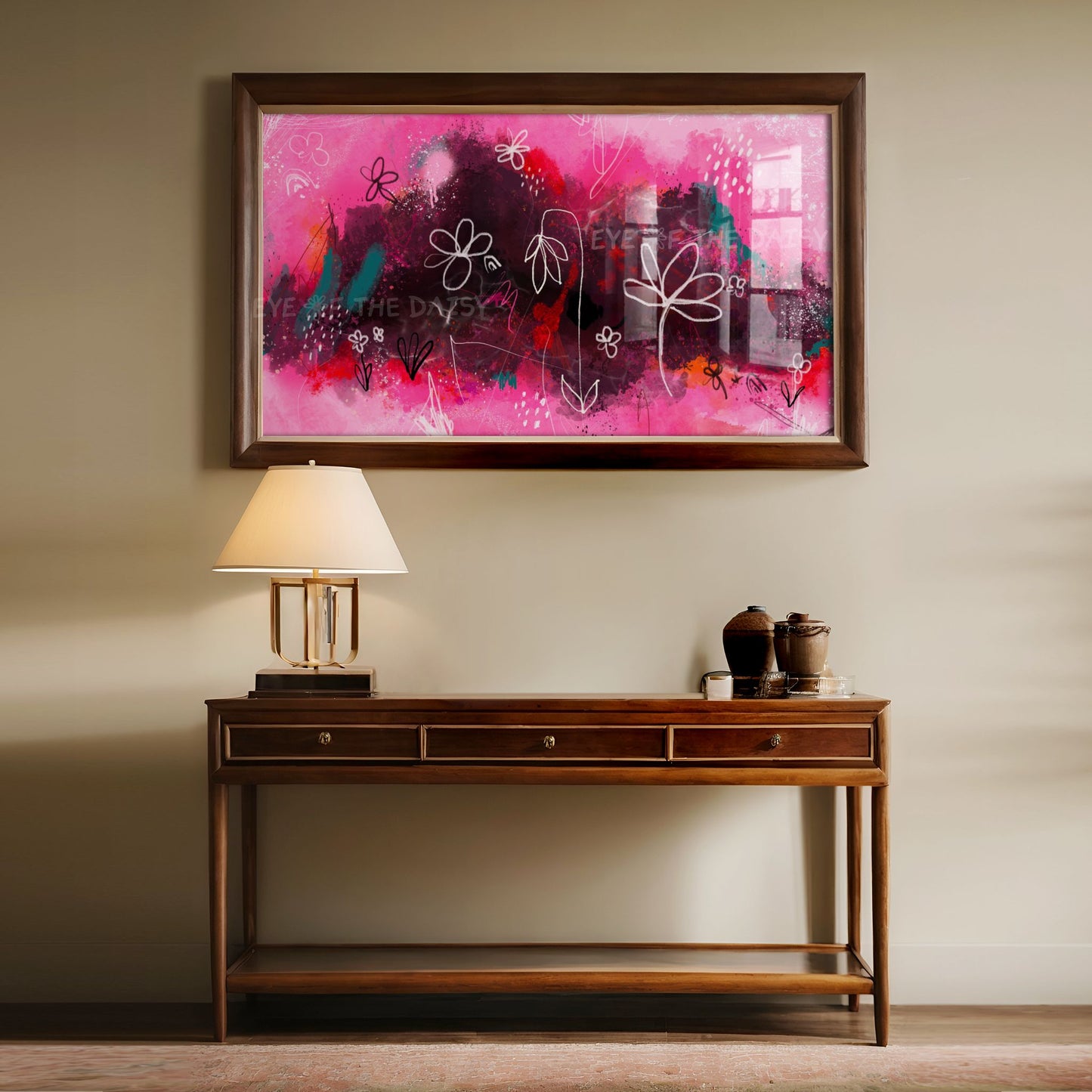 Bright Pink Black Abstract Expressionist TV Art 4K | Contemporary Digital Painting 4K TV Art