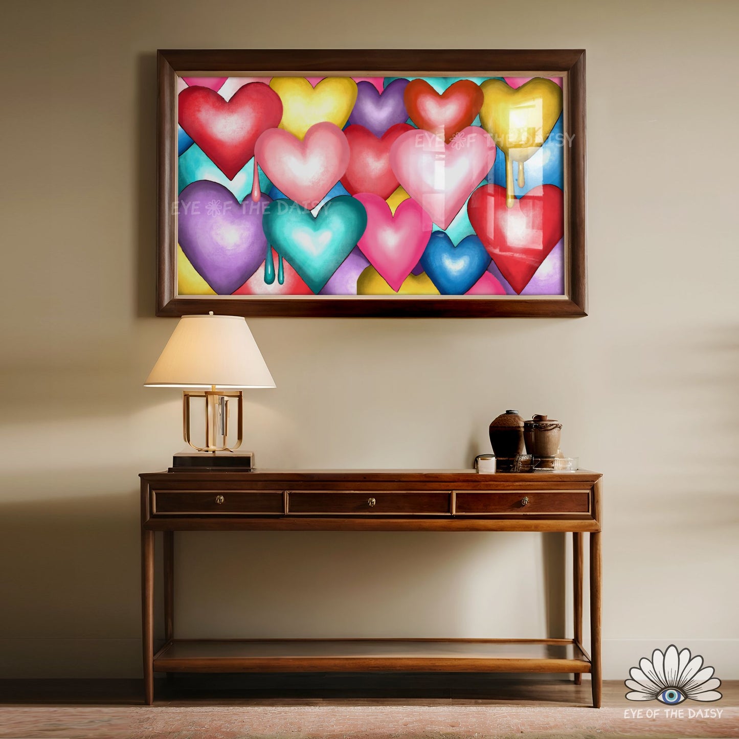 Modern eclectic hearts screensaver artwork for 4K TV display