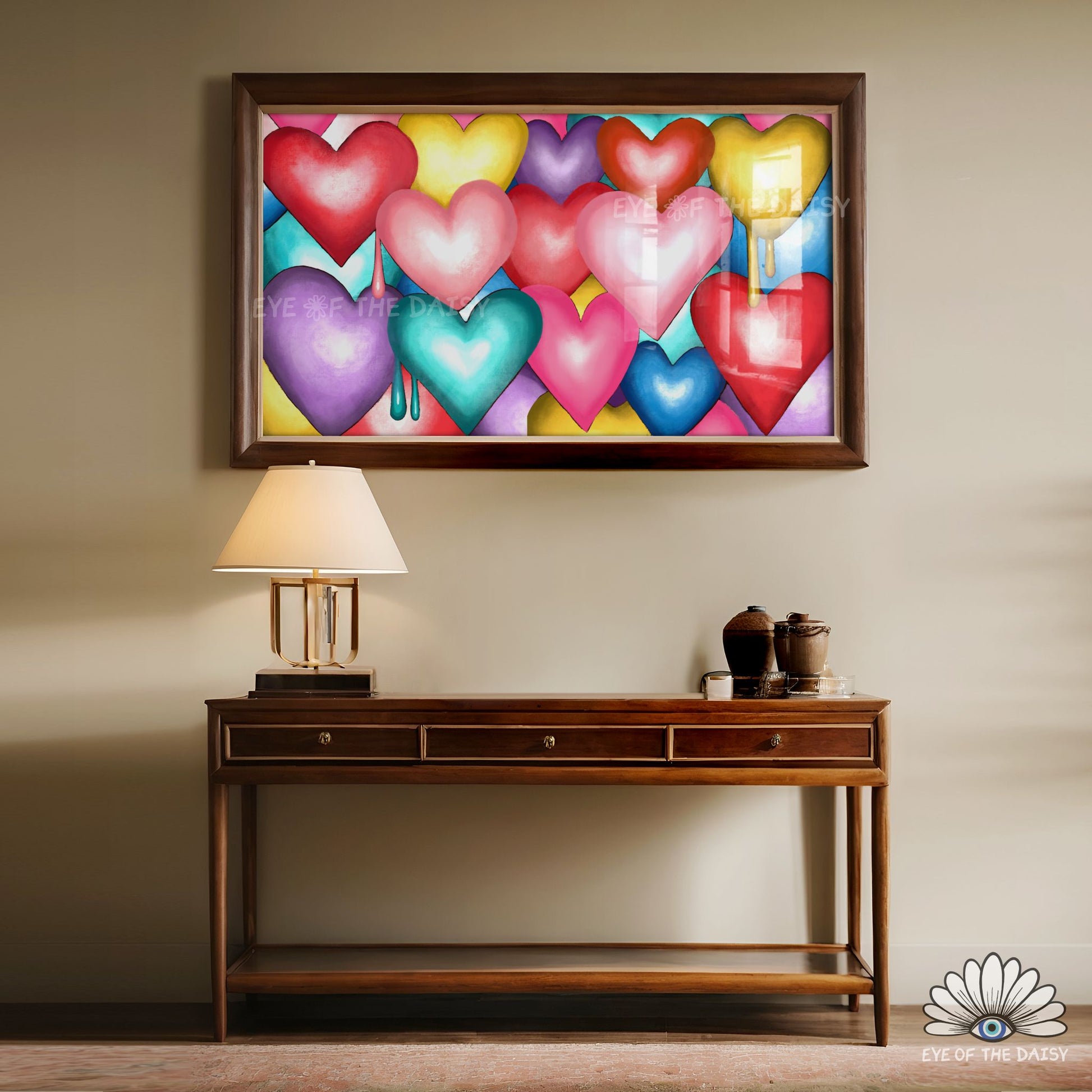 Modern eclectic hearts screensaver artwork for 4K TV display