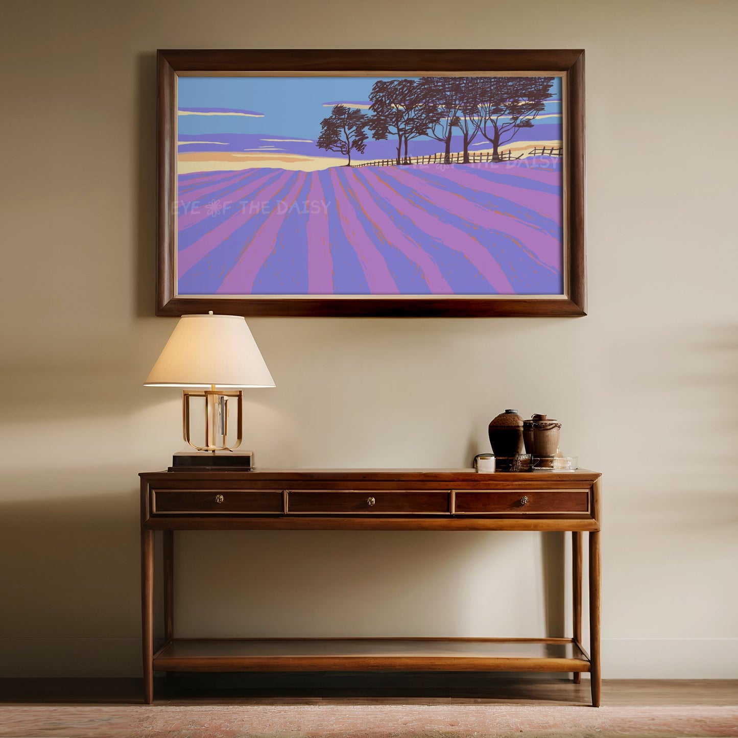 Minimal Landscape 4K TV Art | Contemporary Lavender Field 4K Art for TV Screen
