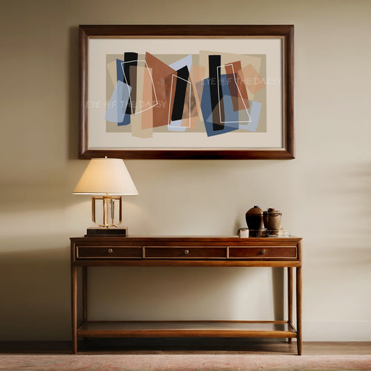 Brown & Blue Modern Abstract 4K TV Art | Neutral Contemporary Art for TV Screen