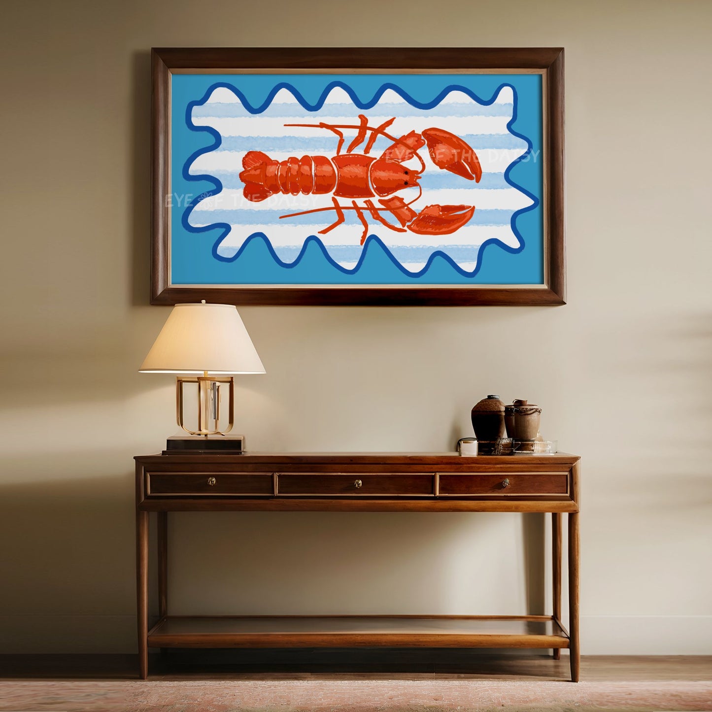 Hand Drawn Lobster 4K TV Art | Trendy Coastal 4K Art for TV Screen