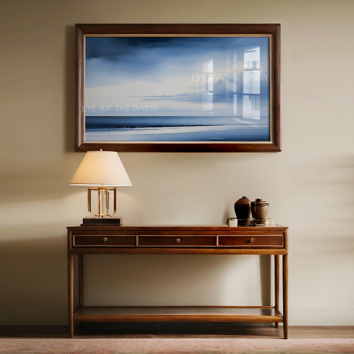 Blue Tone Watercolour Seascape 4K TV Art | Minimal Sea Coastal Landscape TV Art 4K