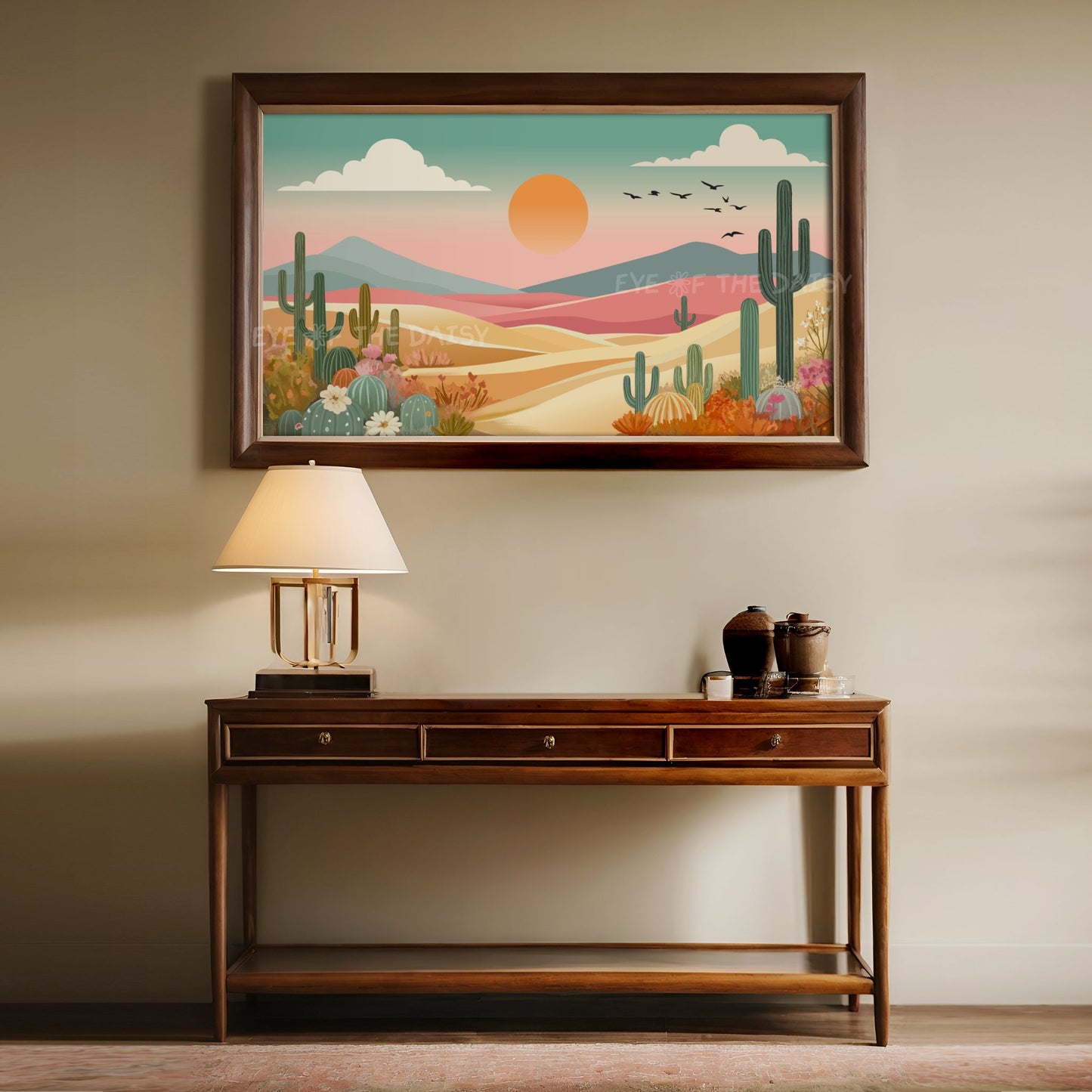 Cactus Landscape 4K TV Art | Boho Southwestern Cactii Desert 4K Art for TV Screen