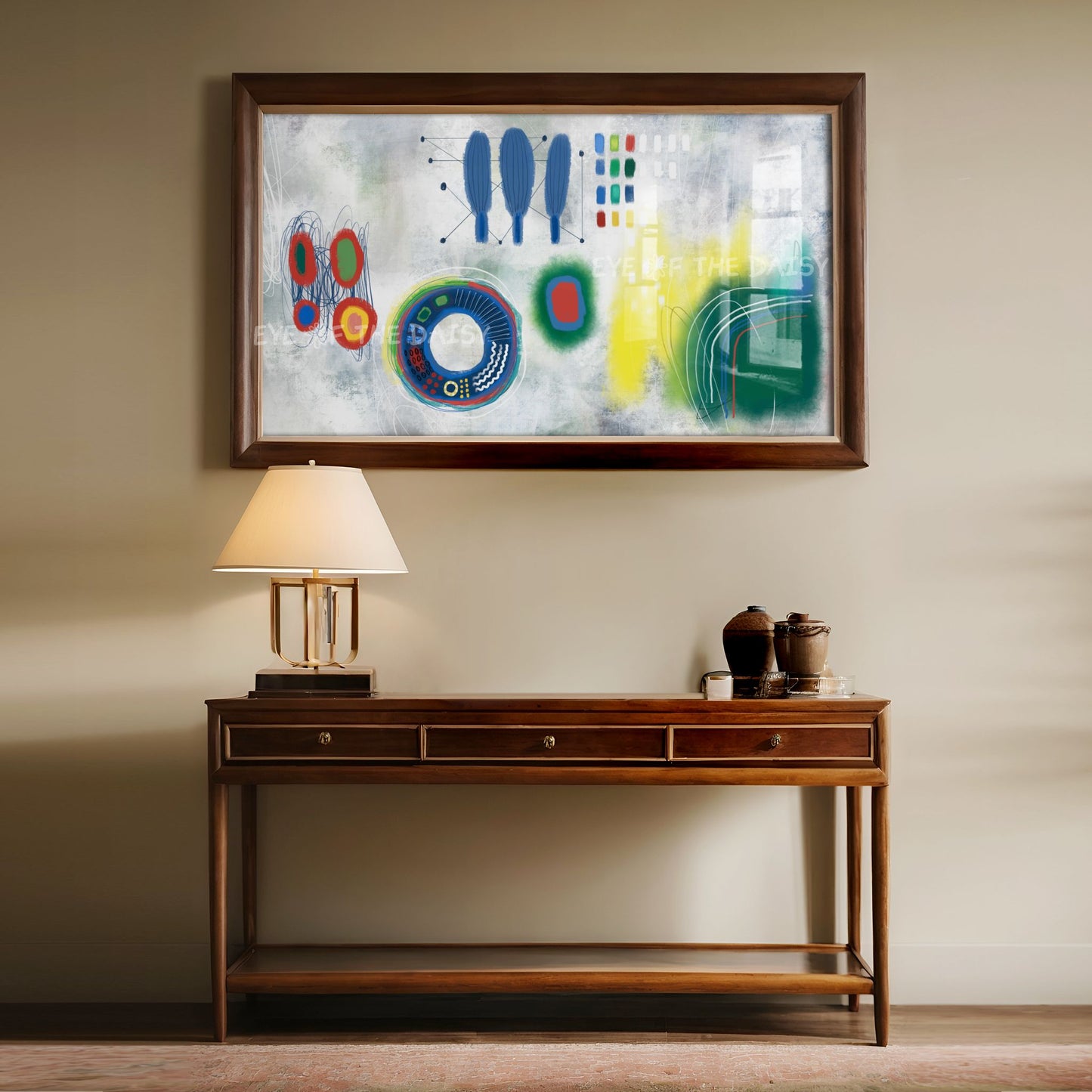 Green Yellow Blue Red Contemporary Abstract 4K TV Art | Quirky Modern TV Art 4K