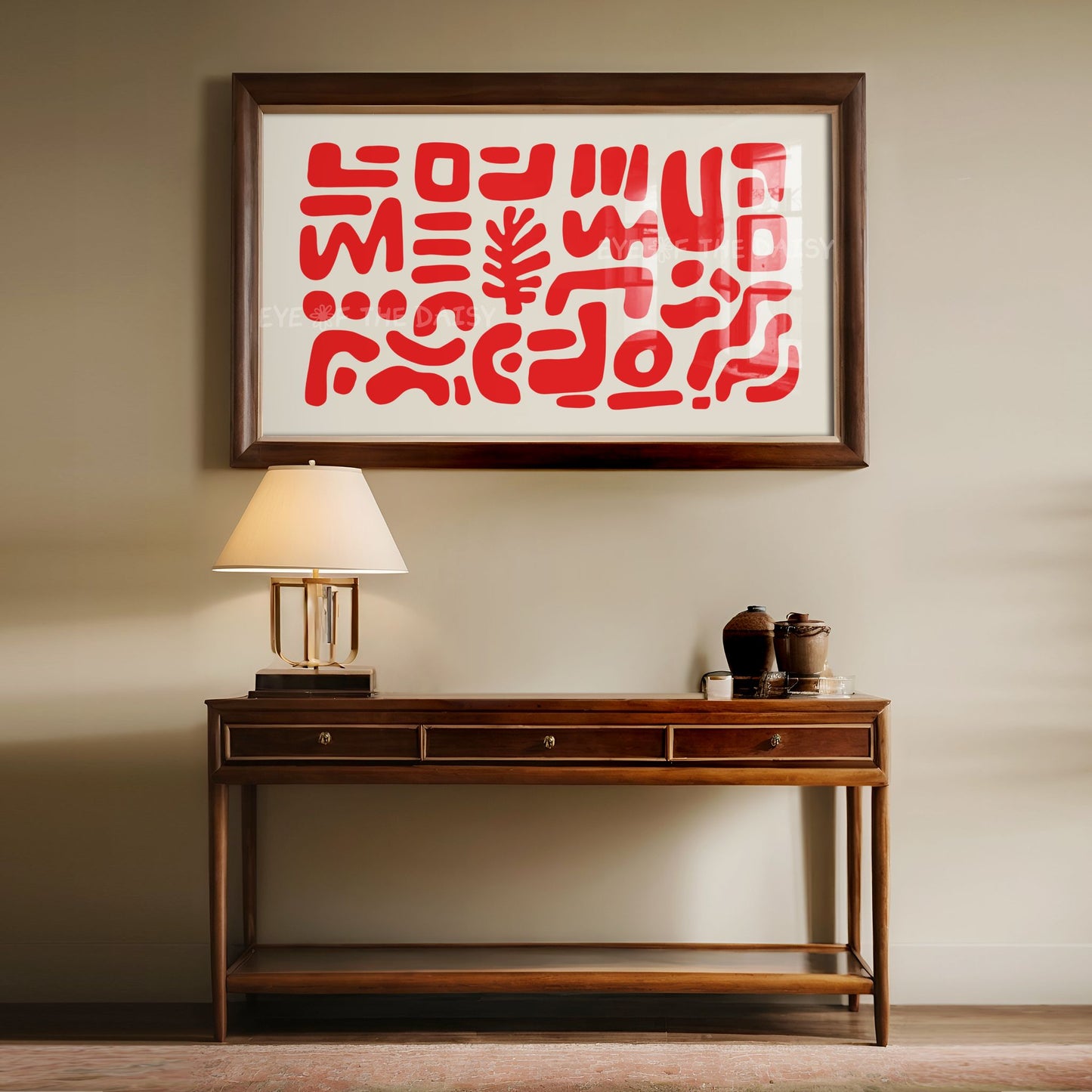 Red & Beige Abstract Cut-Out Shapes 4K TV Art | Contemporary Modern 4K Art for TV Screen