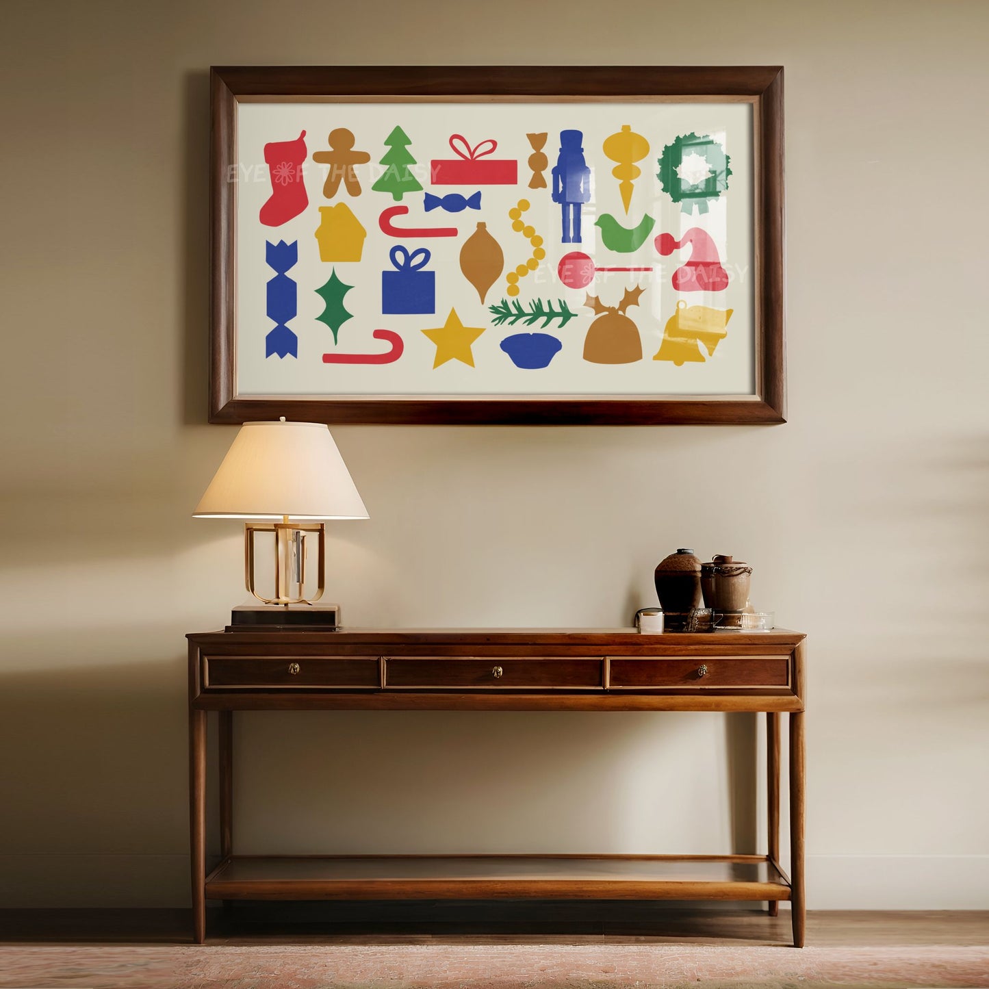 Abstract Christmas Shapes 4K TV Art | Colourful Christmas Cut-Outs Art for TV Screen