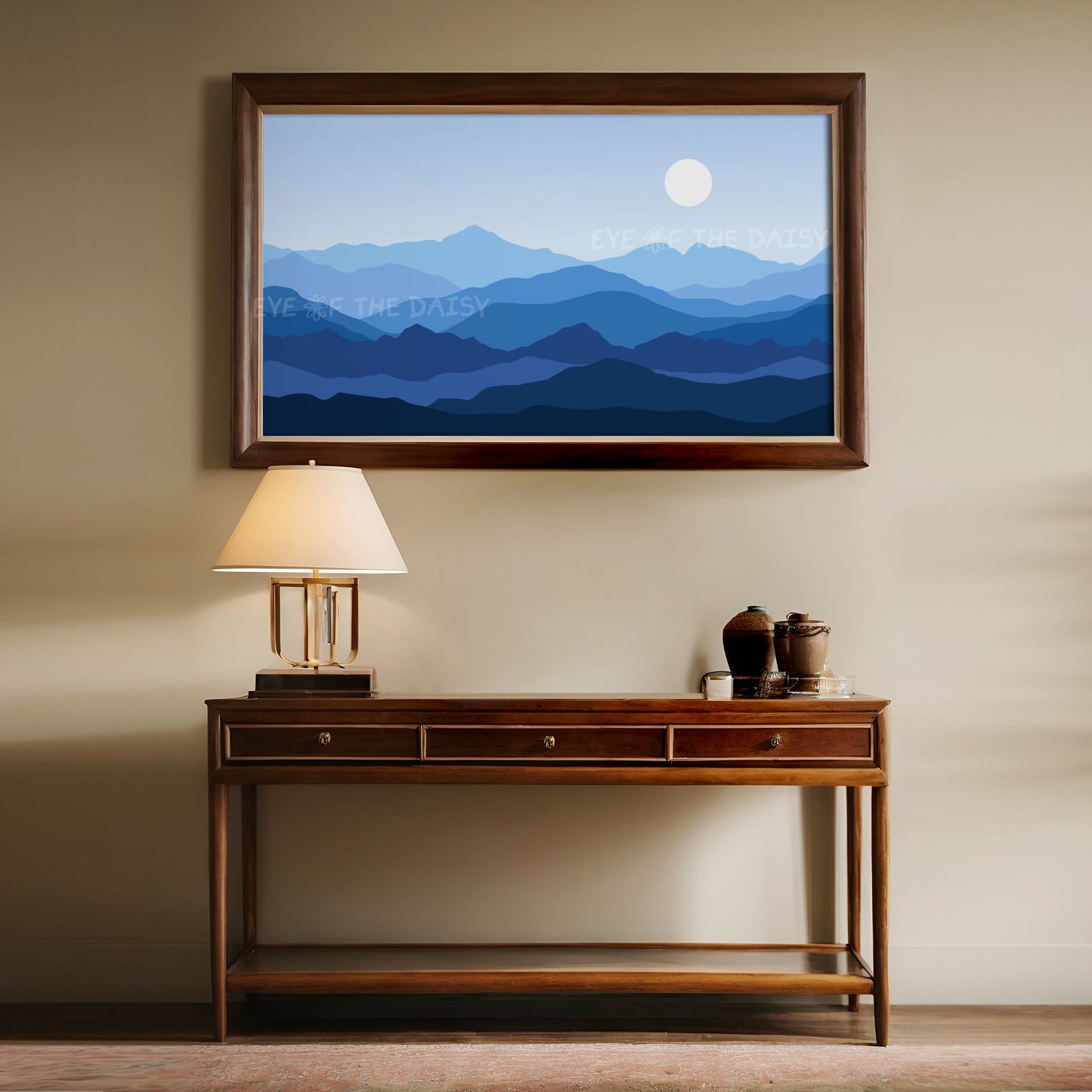 Blue Abstract Mountains 4K TV Art | Minimal Landscape Art for TV Screen