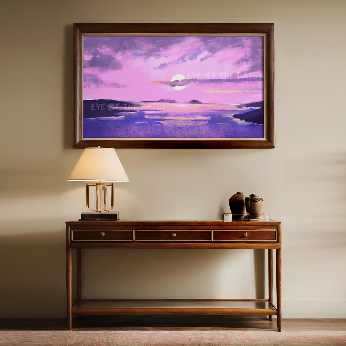 Pink Purple Abstract Landscape 4K TV Art | Coastal Seascape Digital Painting TV Art