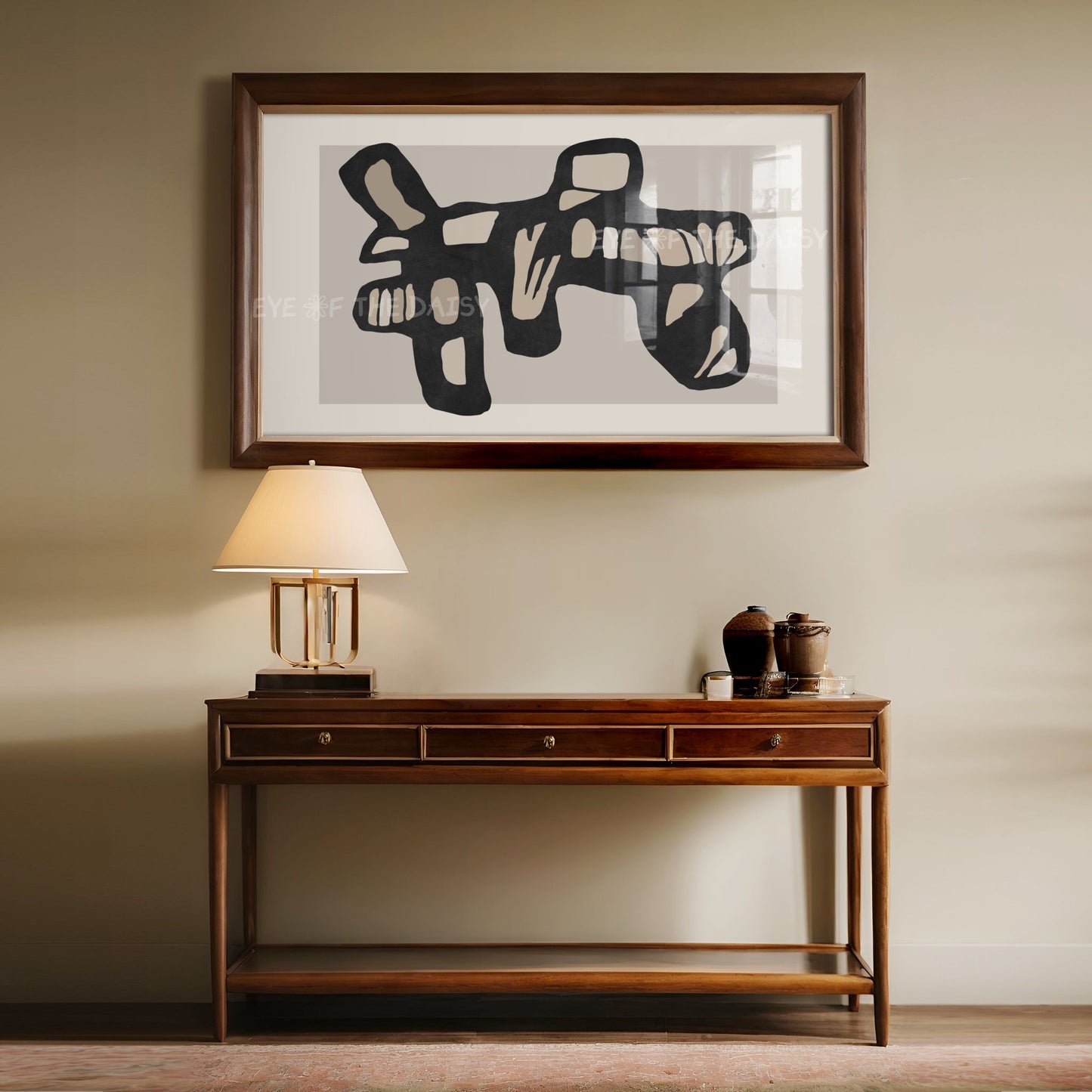 Black Beige Contemporary Abstract 4K TV Art | Neutral Organic Shape Art for TV Screen