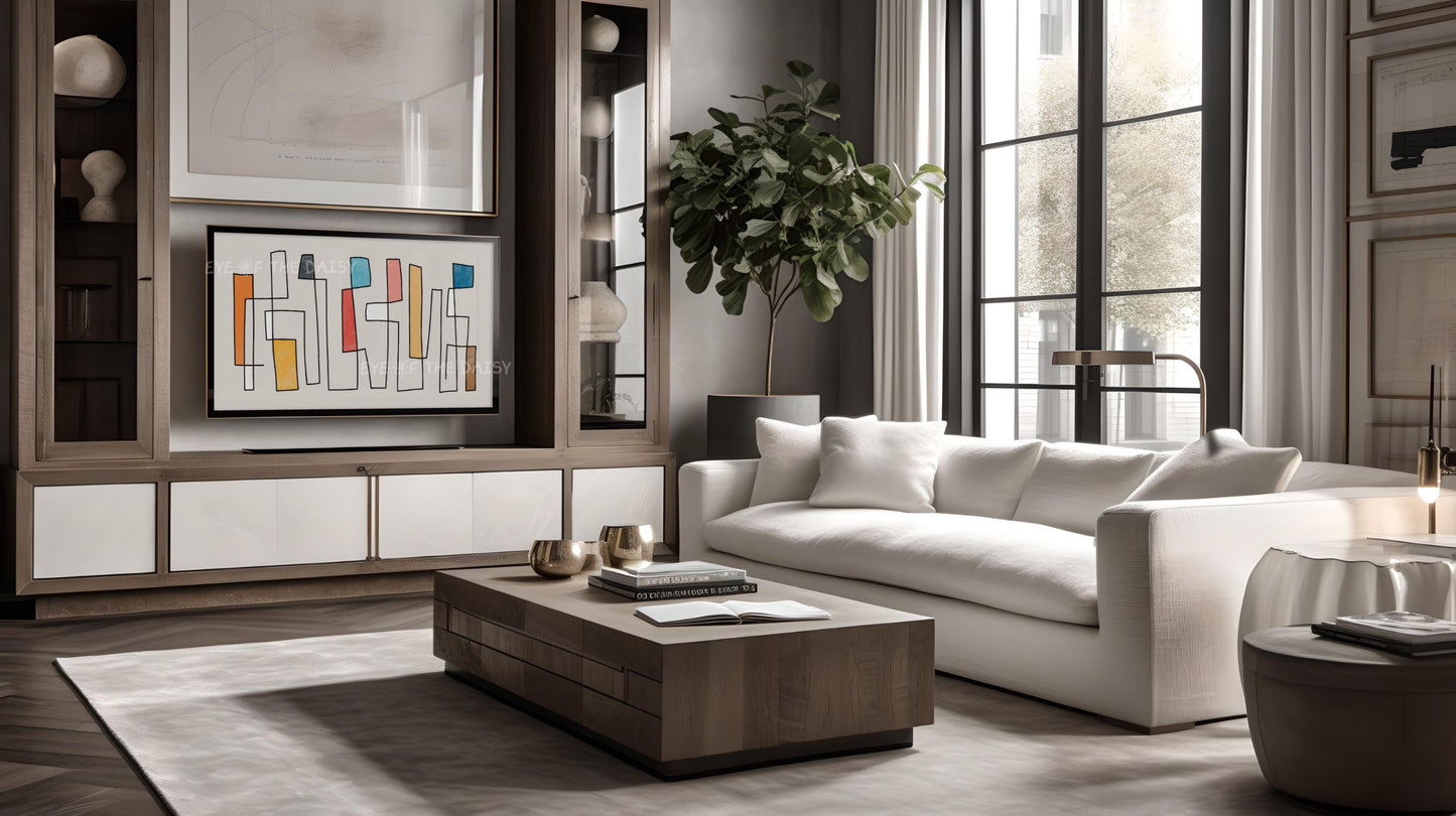 Mid Century Modern Abstract 4K TV Art | Contemporary Line Art for TV Screen