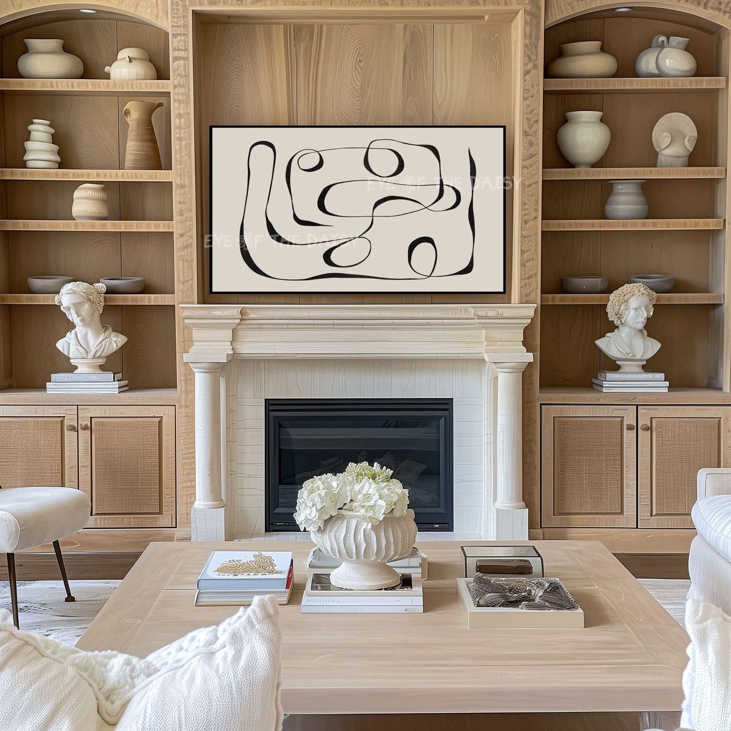 Neutral Abstract Scribble 4K TV Art | Contemporary Minimal Line Drawing TV Art 4K