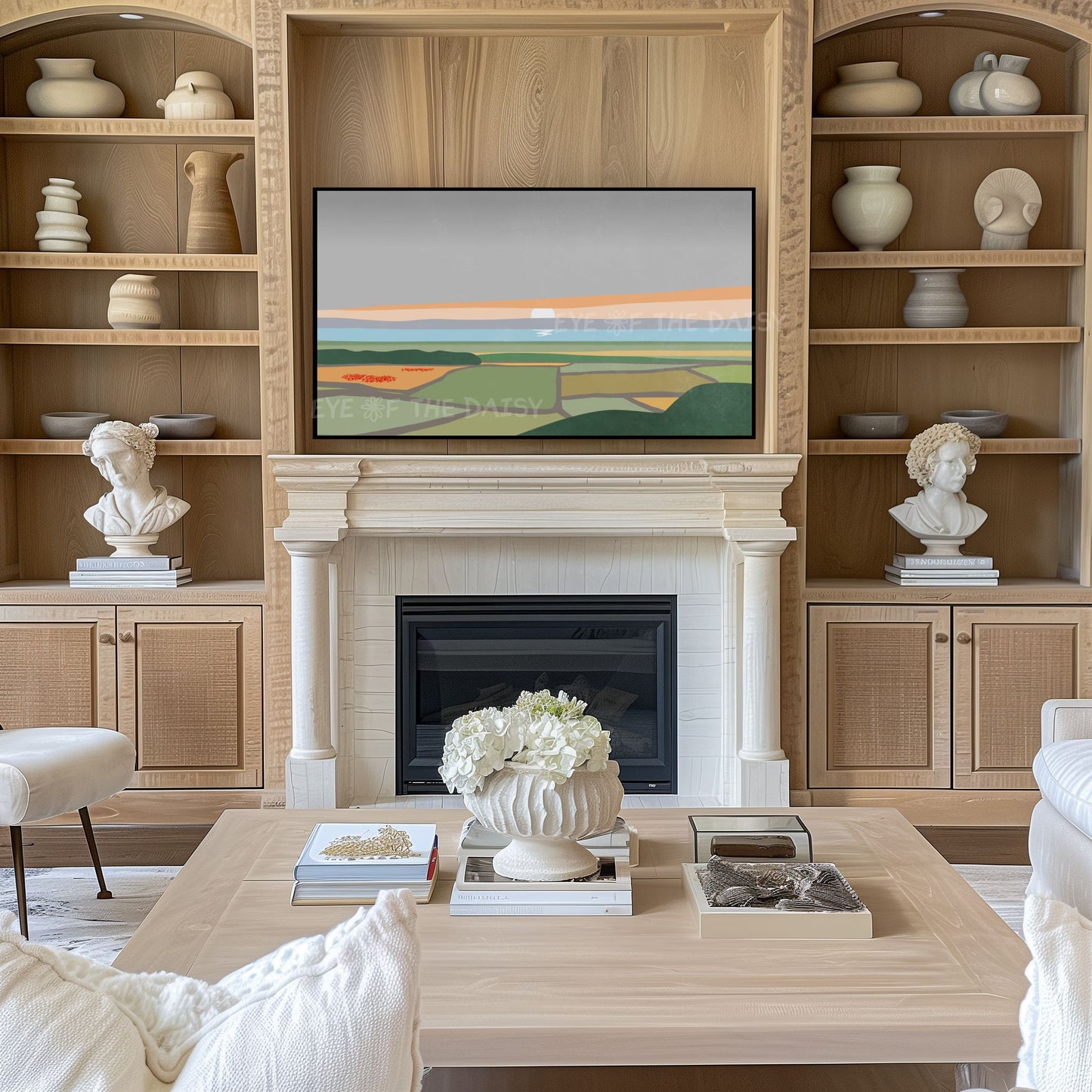 Minimal Abstract Landscape 4K TV Art | Poppy Flower Fields Sea Sky TV Art 4K