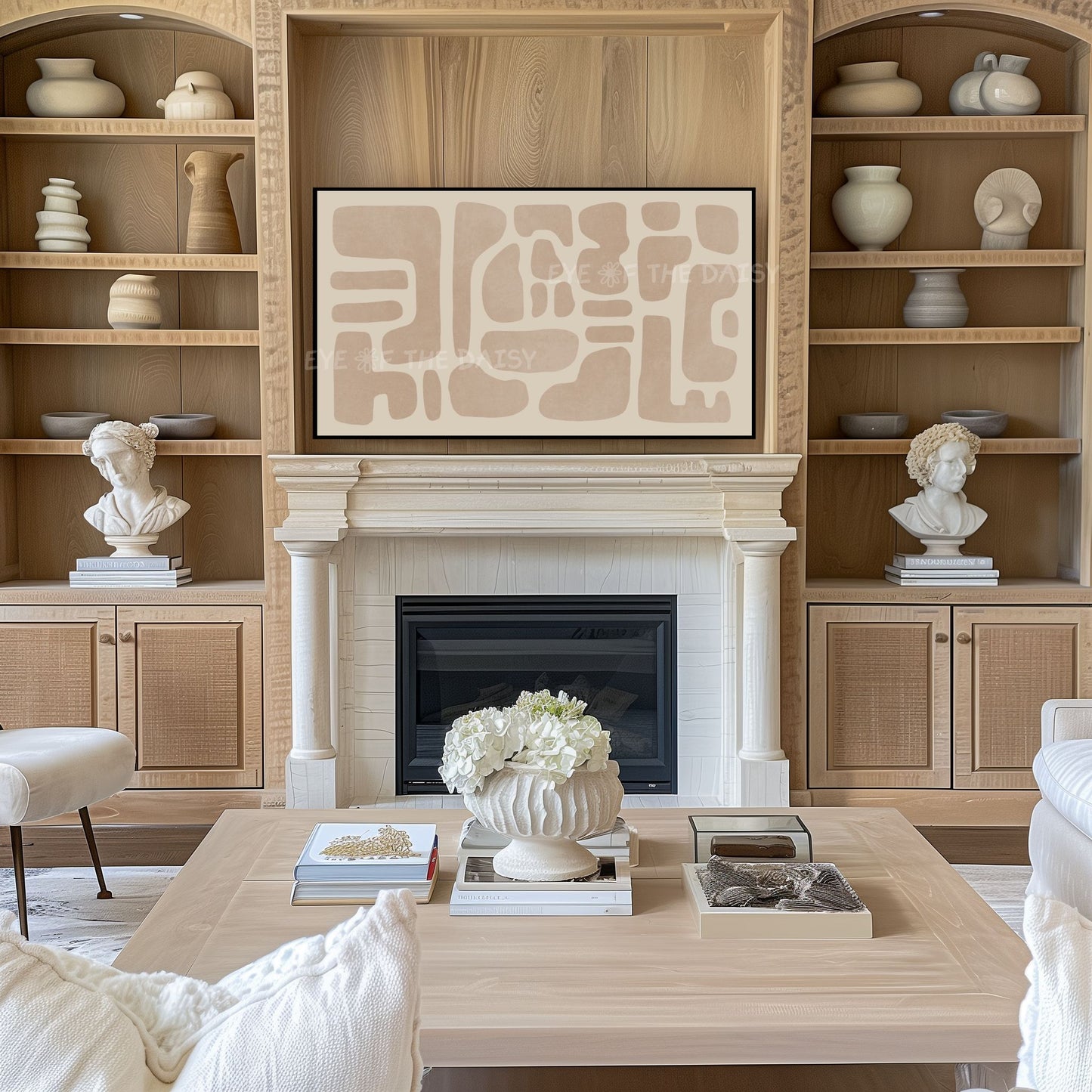 Beige Abstract Shapes 4K TV Art | Neutral Tone Modern Boho Art for TV Screen