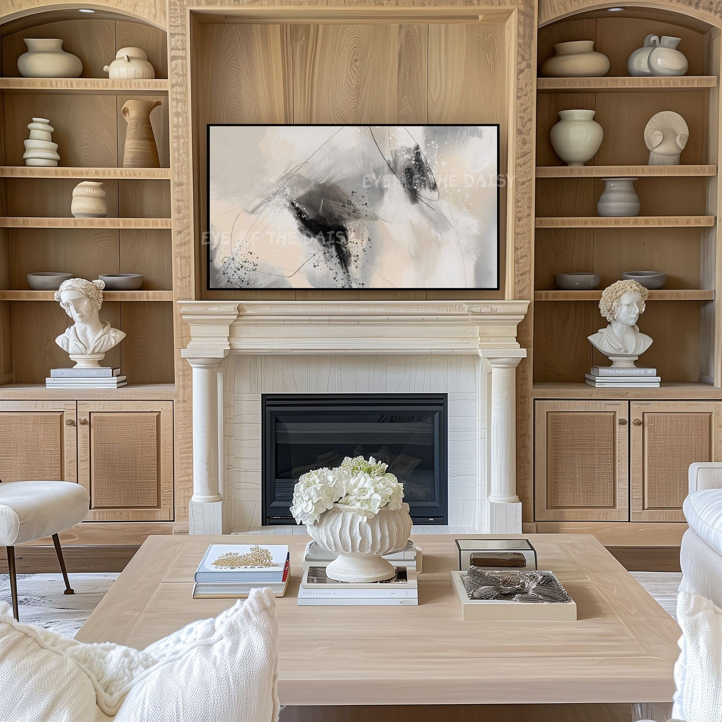 Neutral Abstract Expressionist 4K TV Art | Contemporary Digital Painting for TV Screen