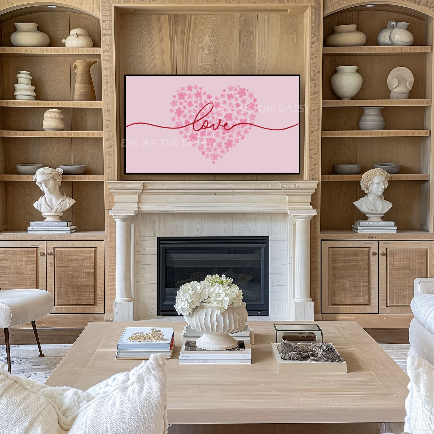 Pink Red Love Typography 4K TV Art | Floral Romantic Phrase 4K Art for TV Screen