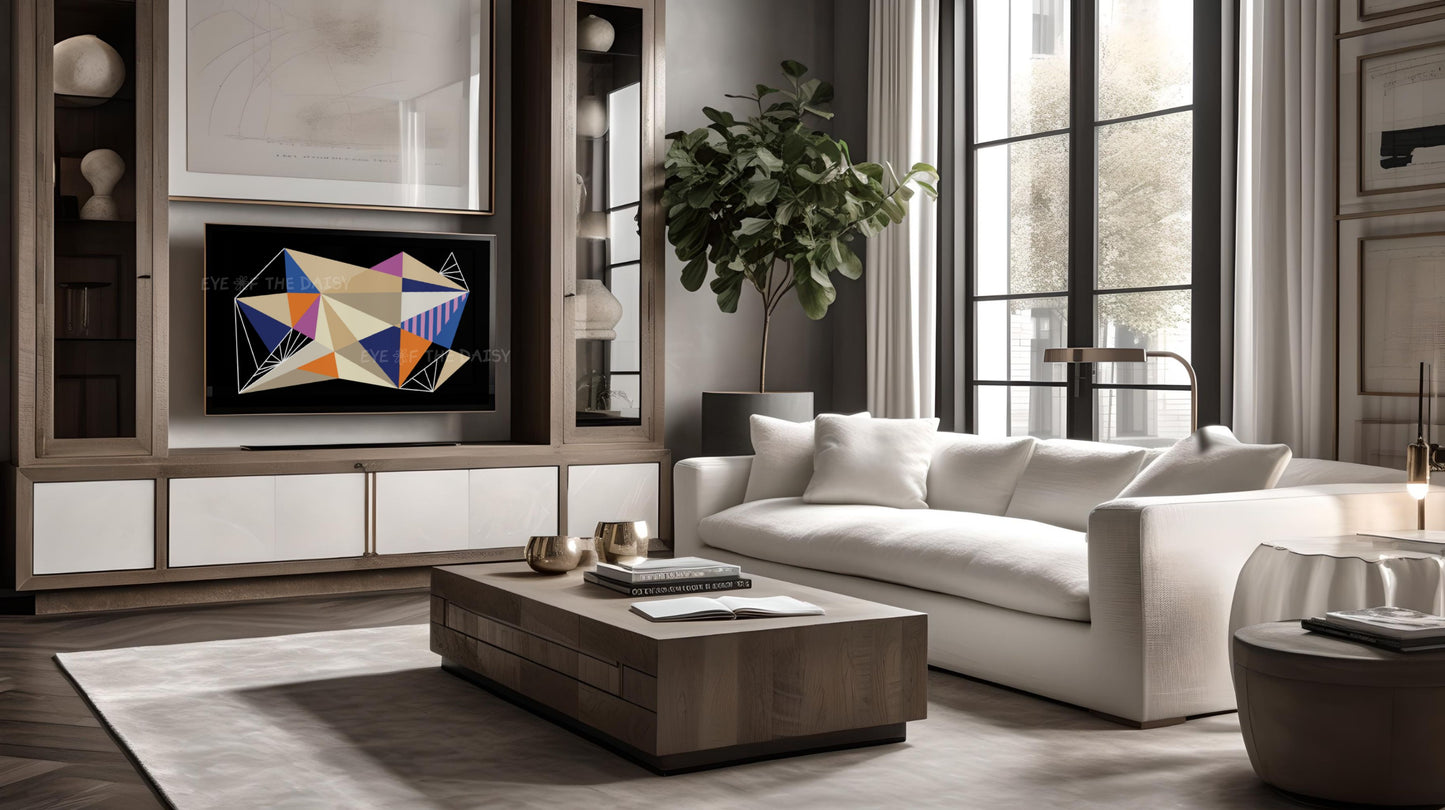 Black Orange Purple Blue Contemporary Abstract 4K TV Art | Mid Century Modern TV Art 4K