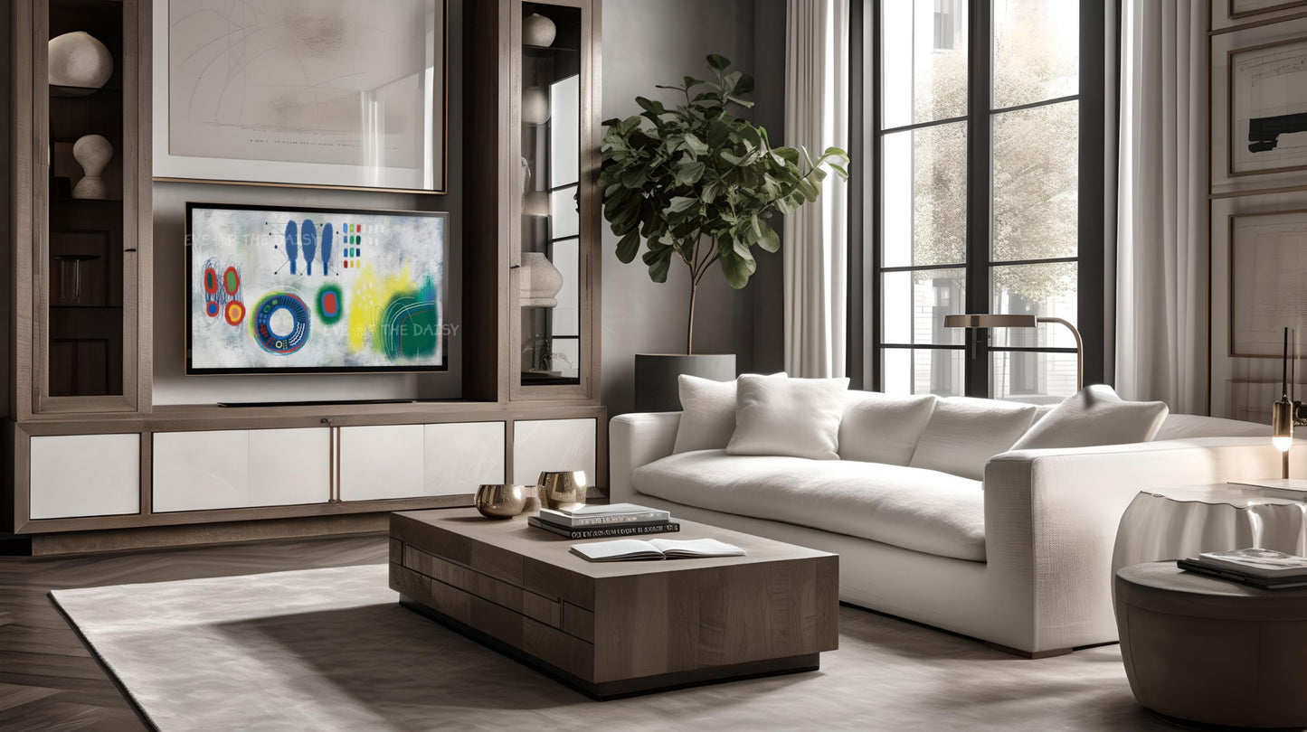 Green Yellow Blue Red Contemporary Abstract 4K TV Art | Quirky Modern TV Art 4K