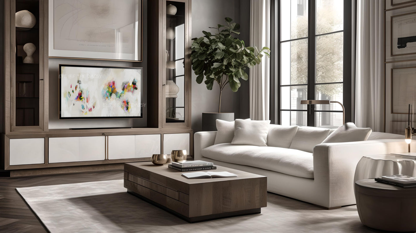 Neutral & Colourful Abstract Expressionist 4K TV Art | Contemporary Digital Painting TV Art