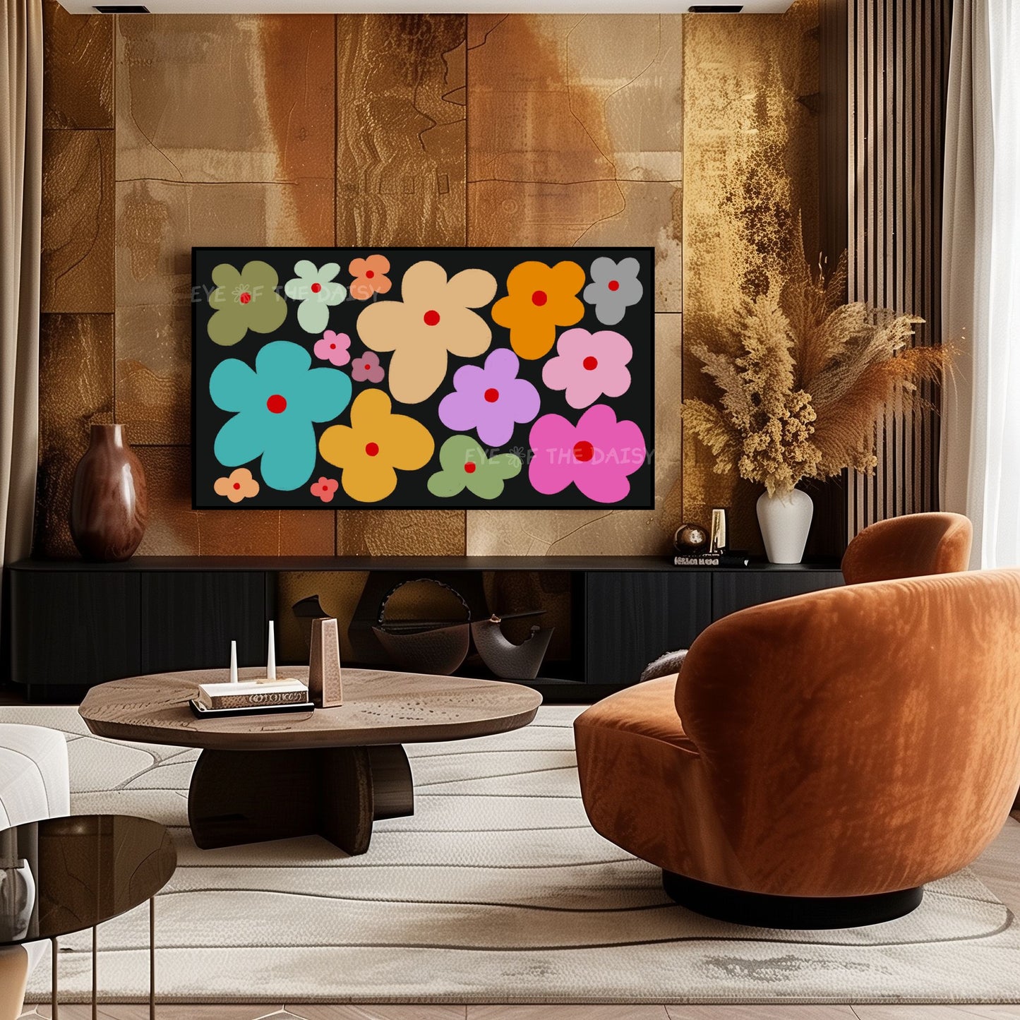 Colourful Retro Flowers 4K TV Art | Trendy Vibrant Botanical 4K Art for TV Screen