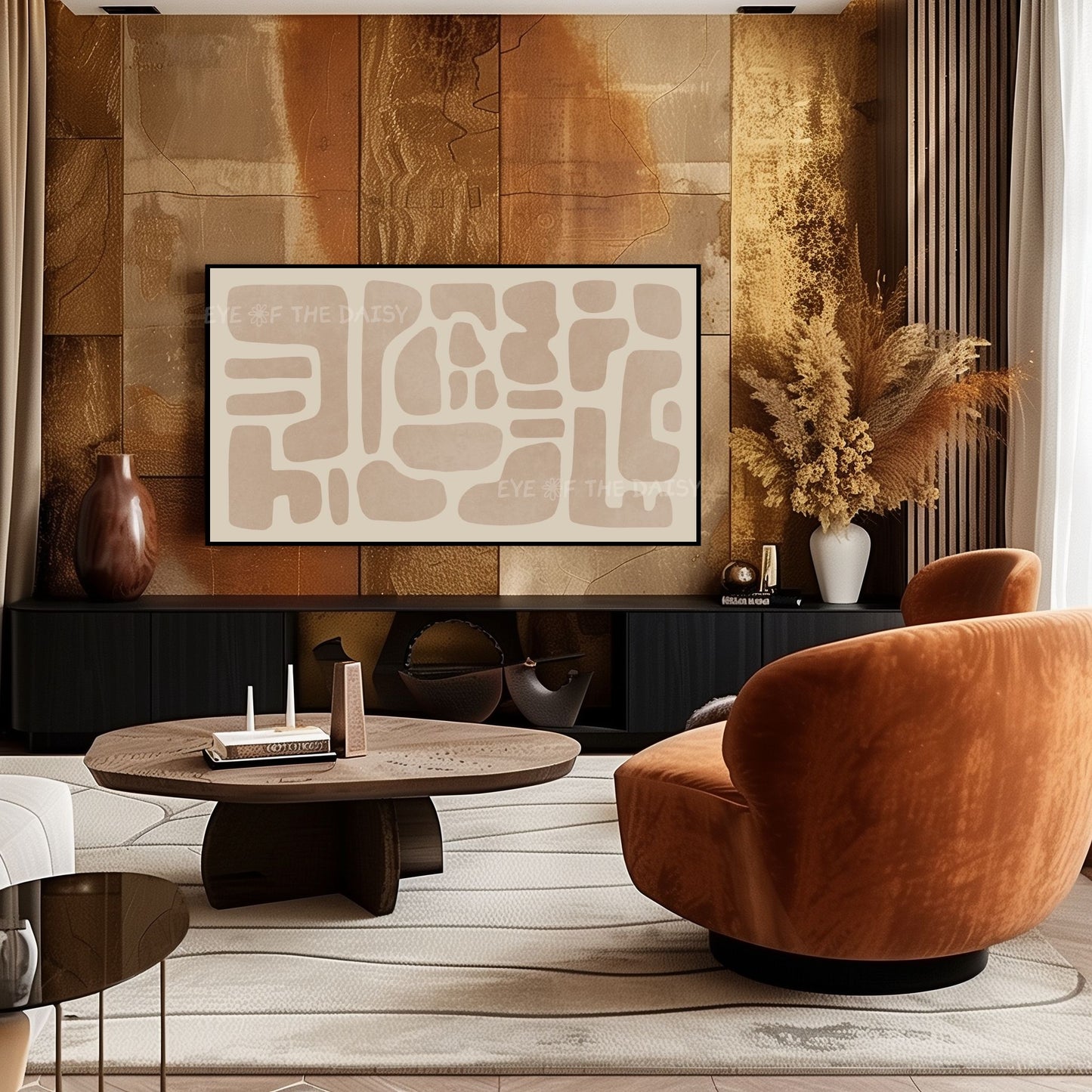 Beige Abstract Shapes 4K TV Art | Neutral Tone Modern Boho Art for TV Screen
