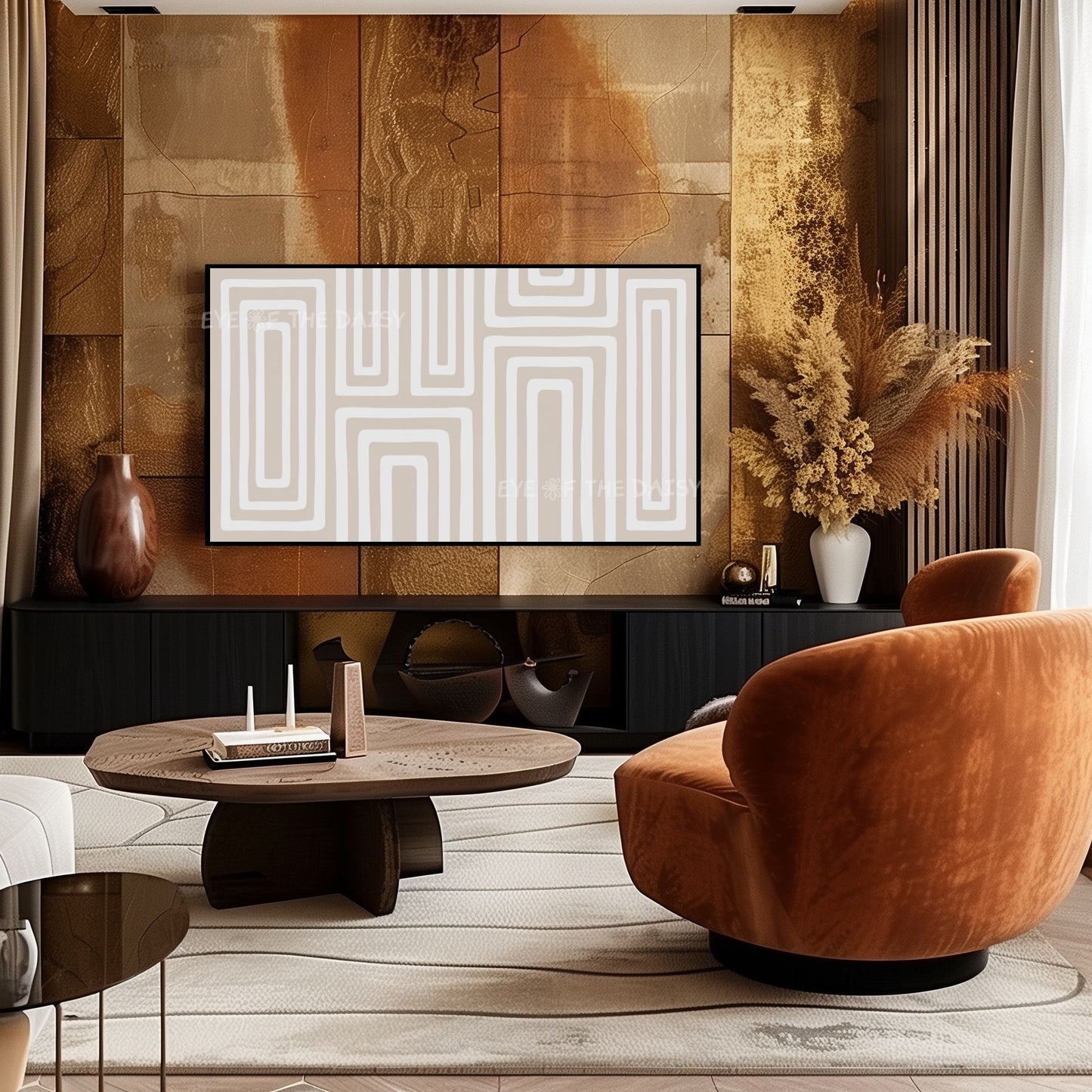 Beige White Minimal Geometric Abstract 4K TV Art | Neutral Contemporary Boho TV Art 4K