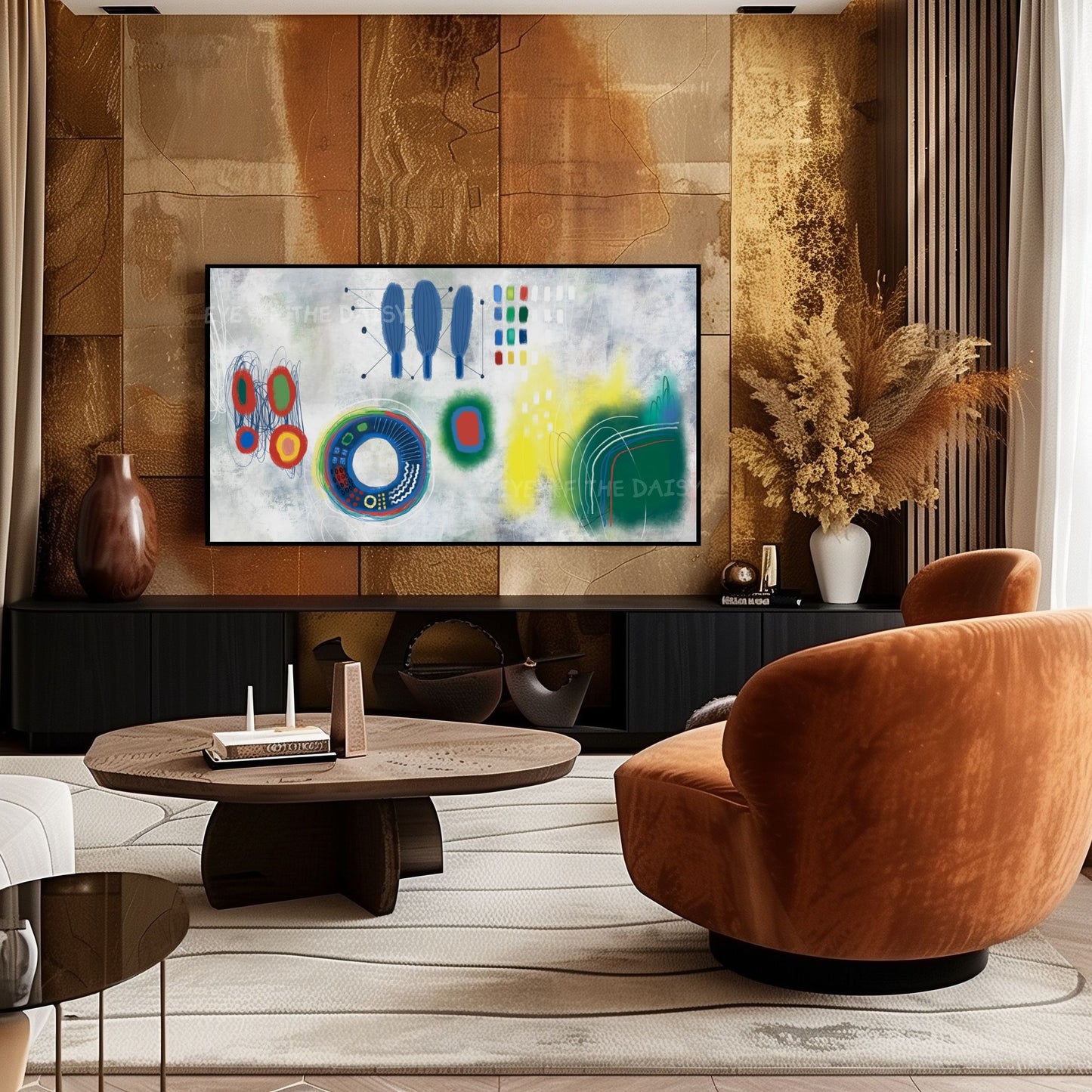 Green Yellow Blue Red Contemporary Abstract 4K TV Art | Quirky Modern TV Art 4K