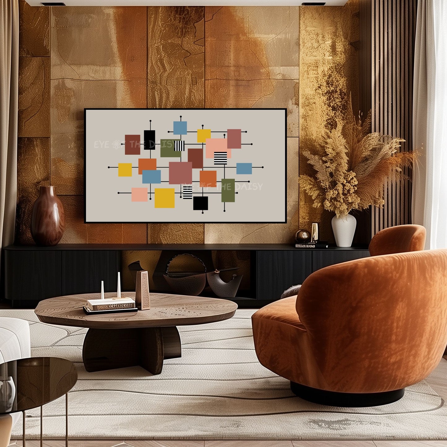 Mid Century Modern Squares 4K TV Art | Colourful Geometric Abstract TV Art 4K