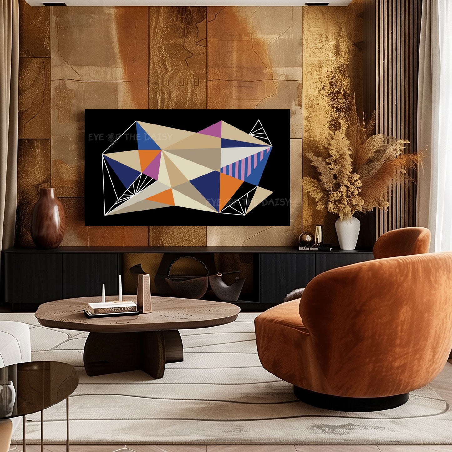 Black Orange Purple Blue Contemporary Abstract 4K TV Art | Mid Century Modern TV Art 4K