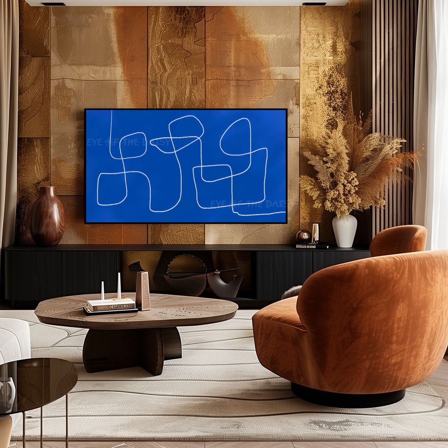 Royal Blue Modern Abstract 4K TV Art | Vibrant Blue Contemporary Line Art for TV Screen